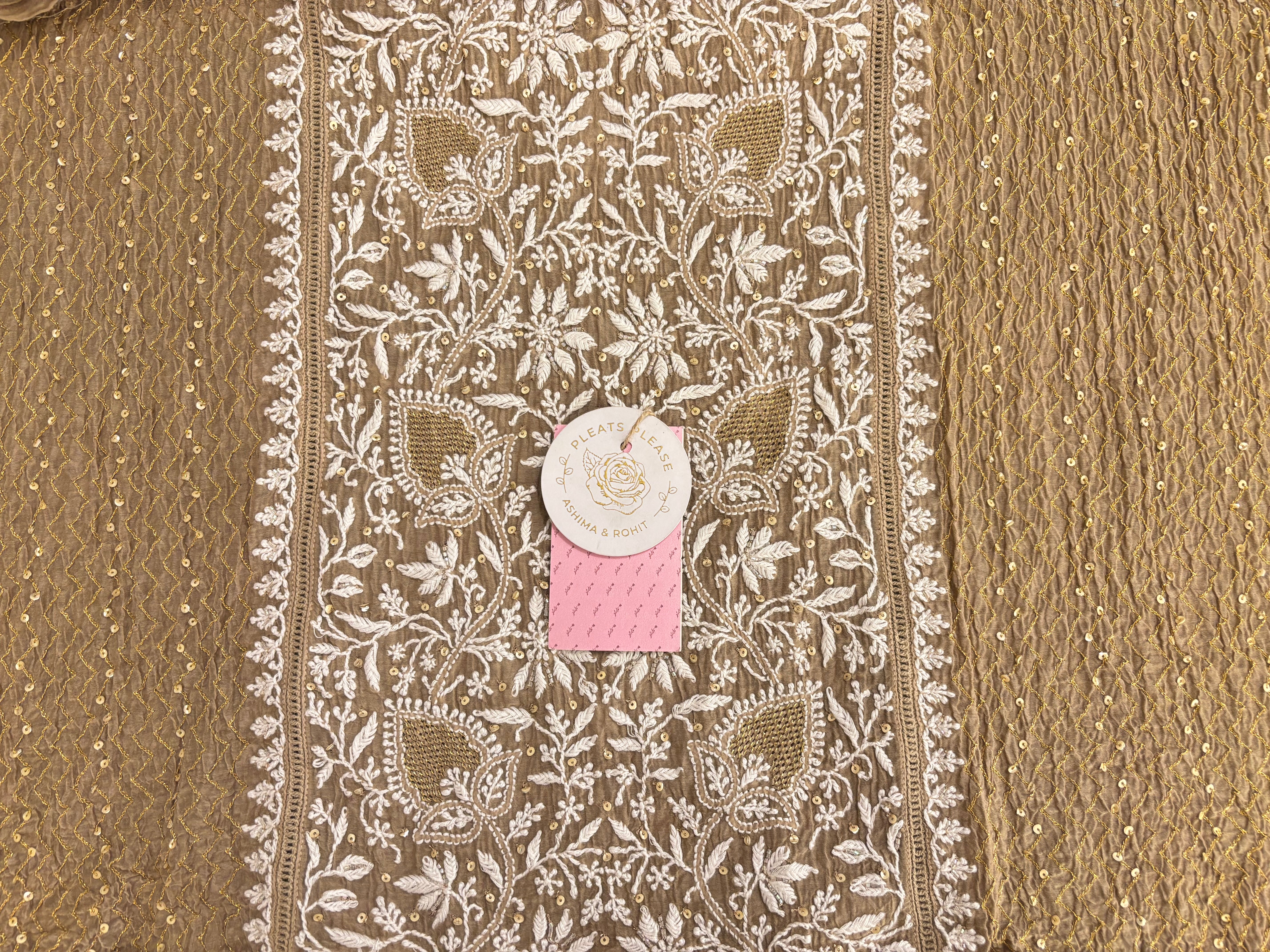 Camel Brown Chanderi Chikankari Kurta & Dupatta