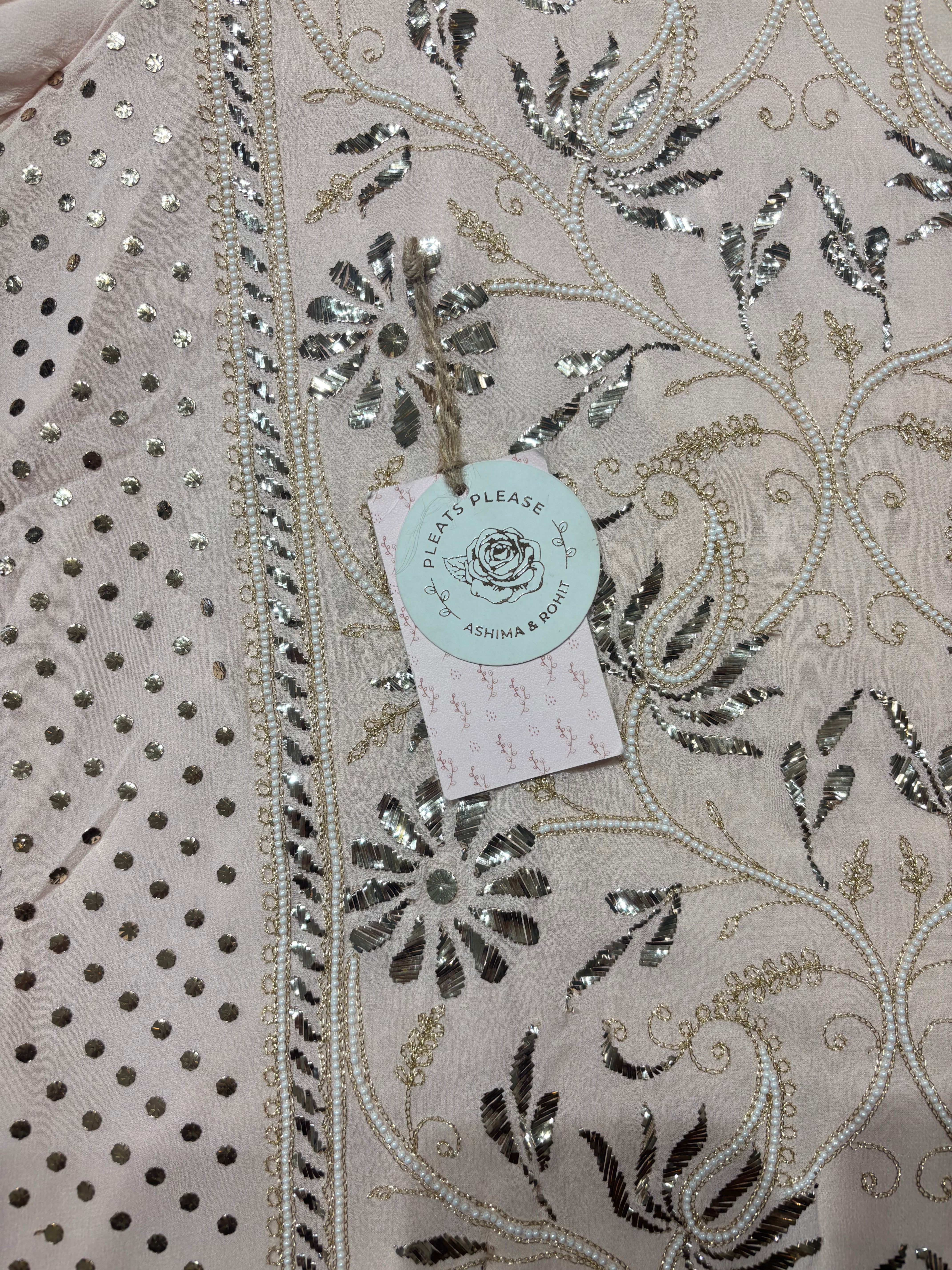 Pink Pure & Premium Georgette Mukaish Kurta & Dupatta Set
