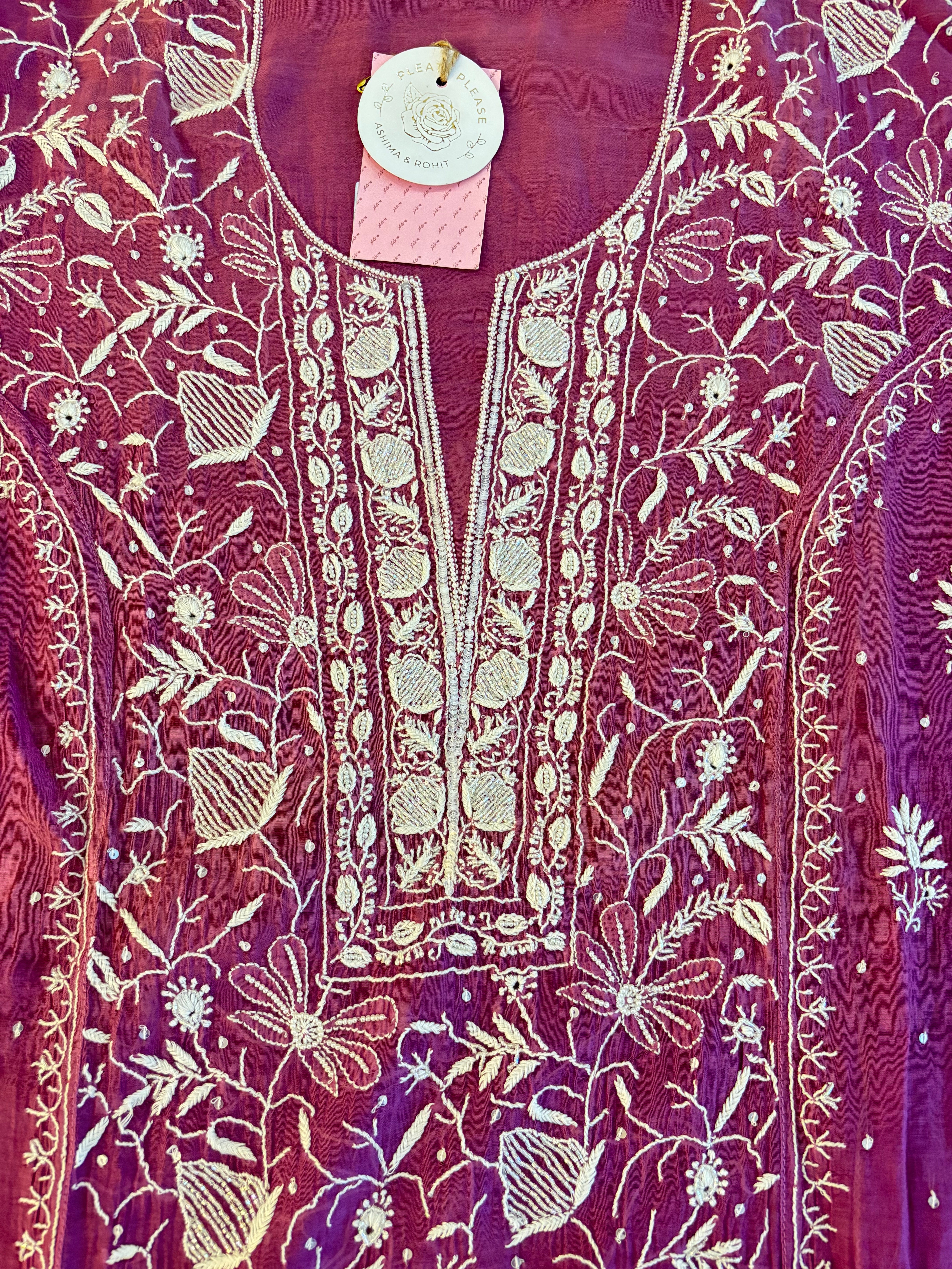 Orchid Purple Chanderi Chikankari Kurta & Dupatta