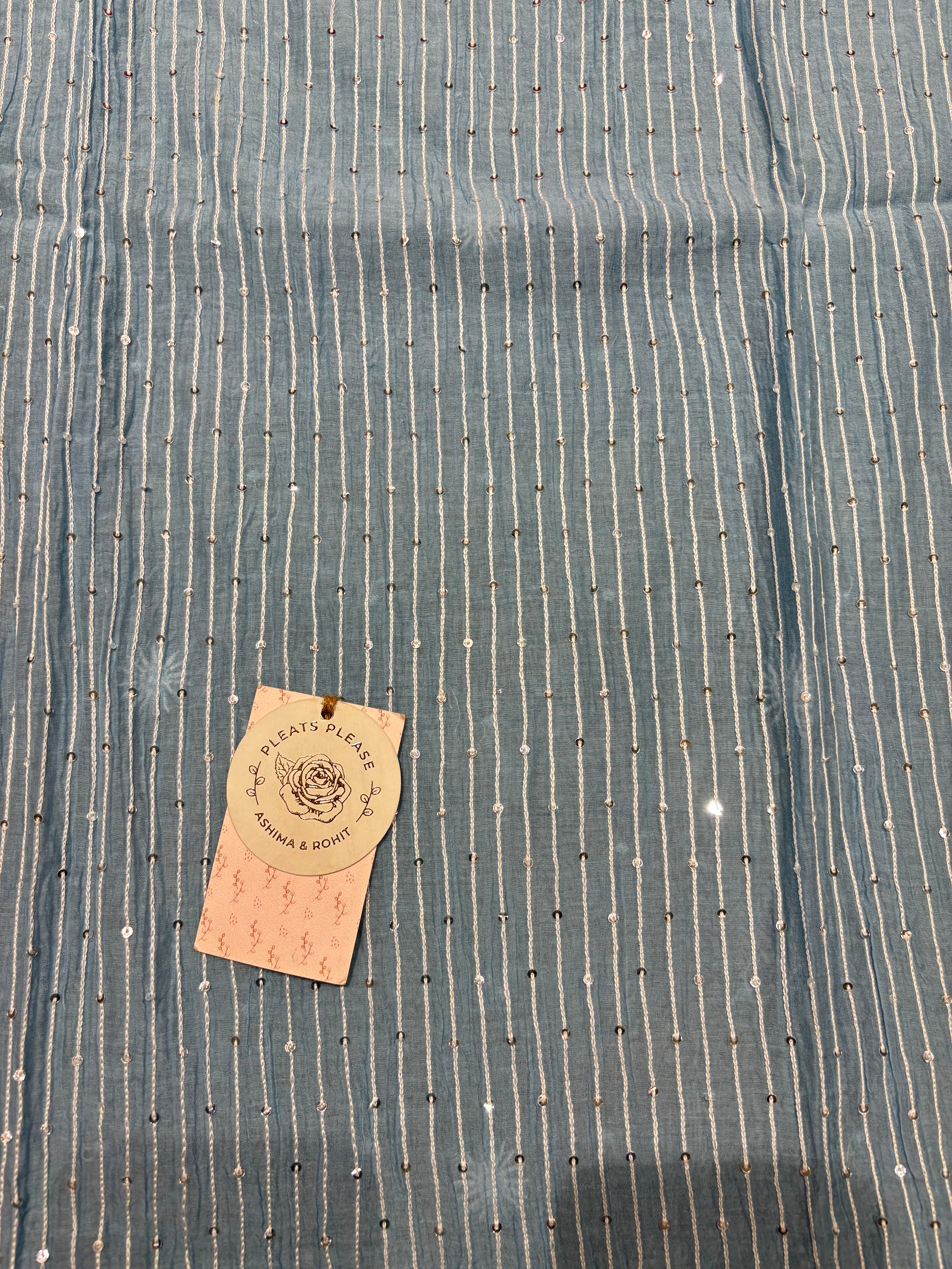 Powder Blue chanderi Mul Chikankari Kurta and Dupatta Set