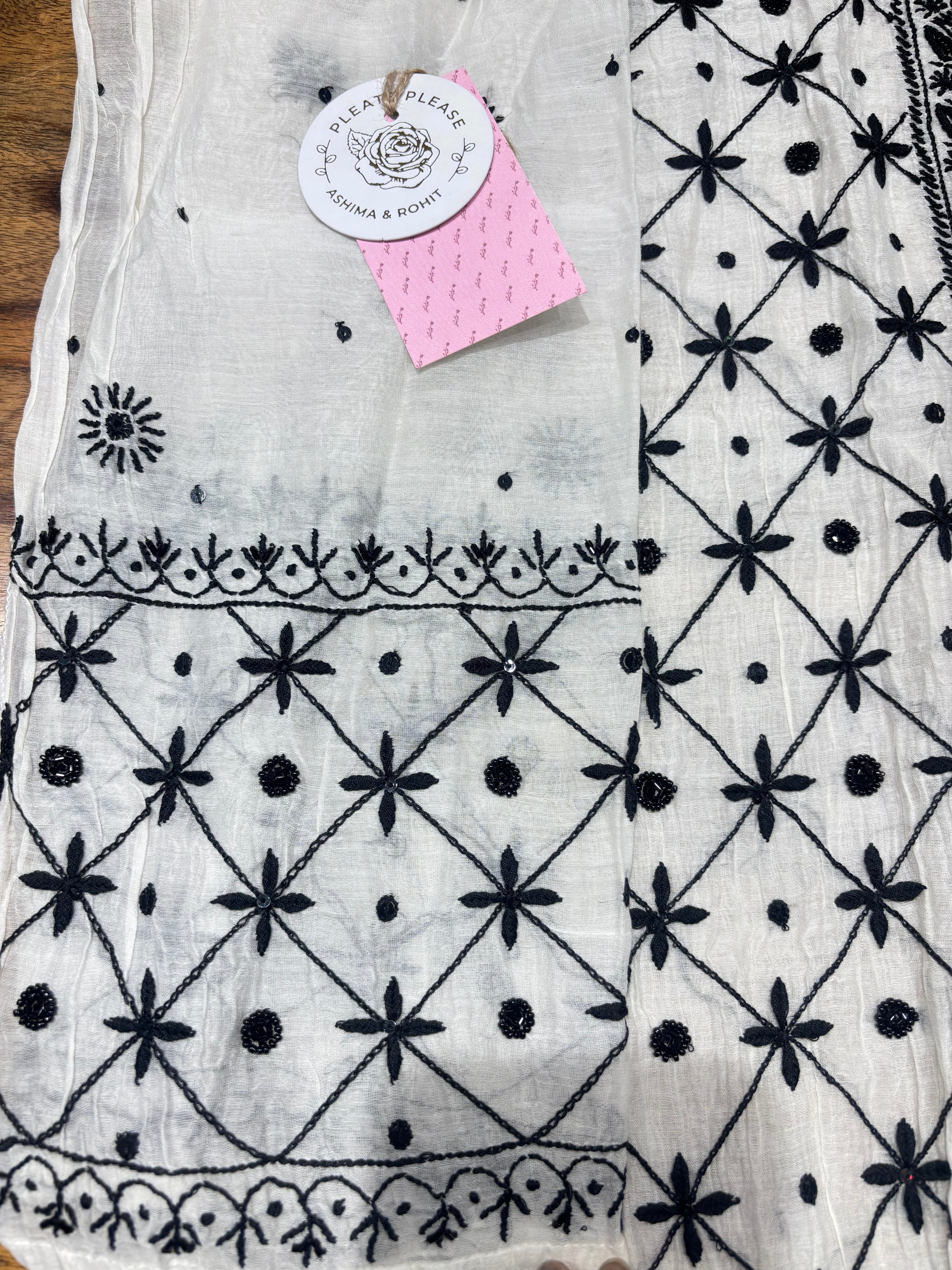 Dyeable Chanderi Mul Chikankari Kurta & Dupatta Set