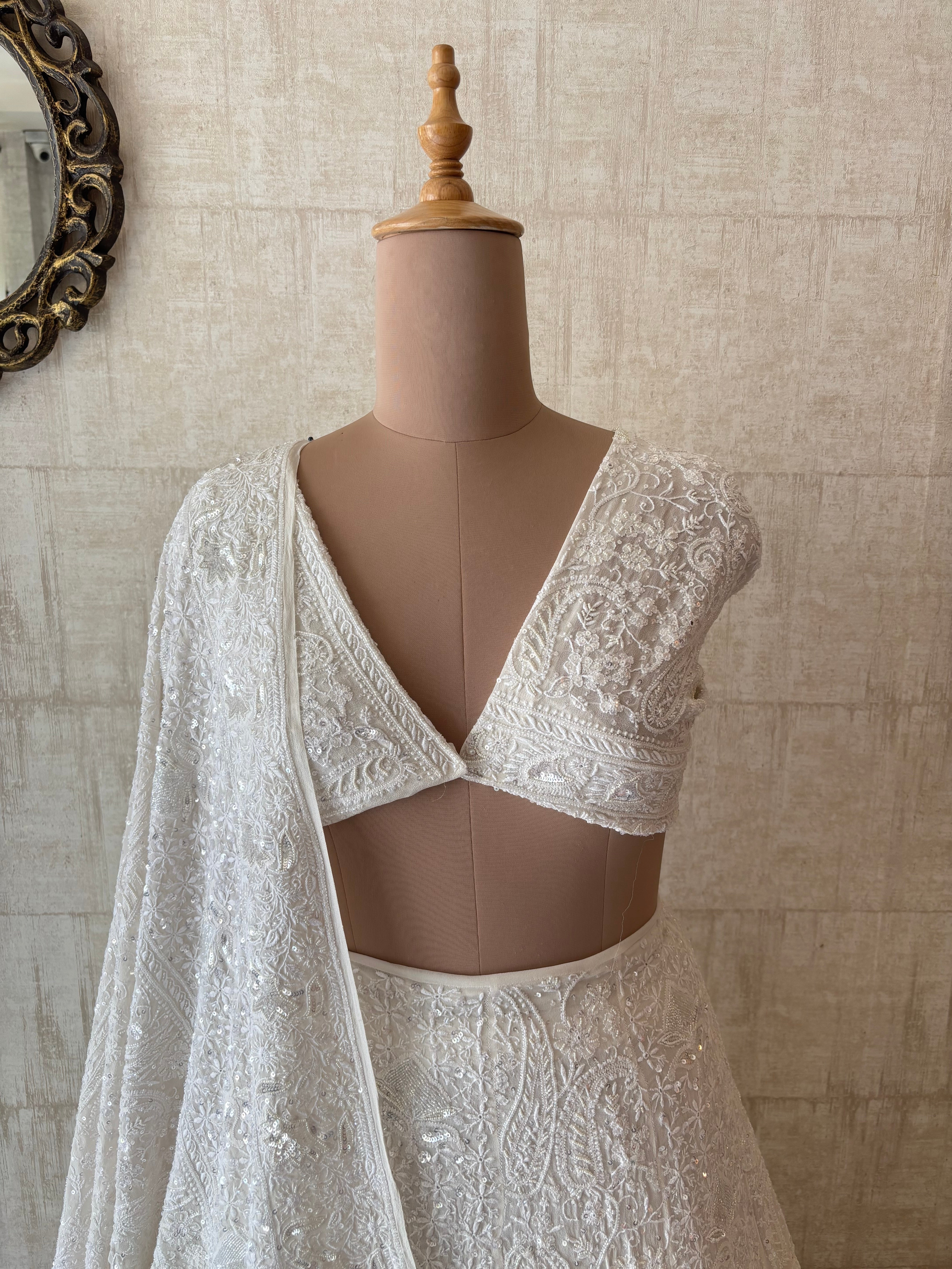 Dyeable Pure & Premium Georgette Chikankari Lehenga Set