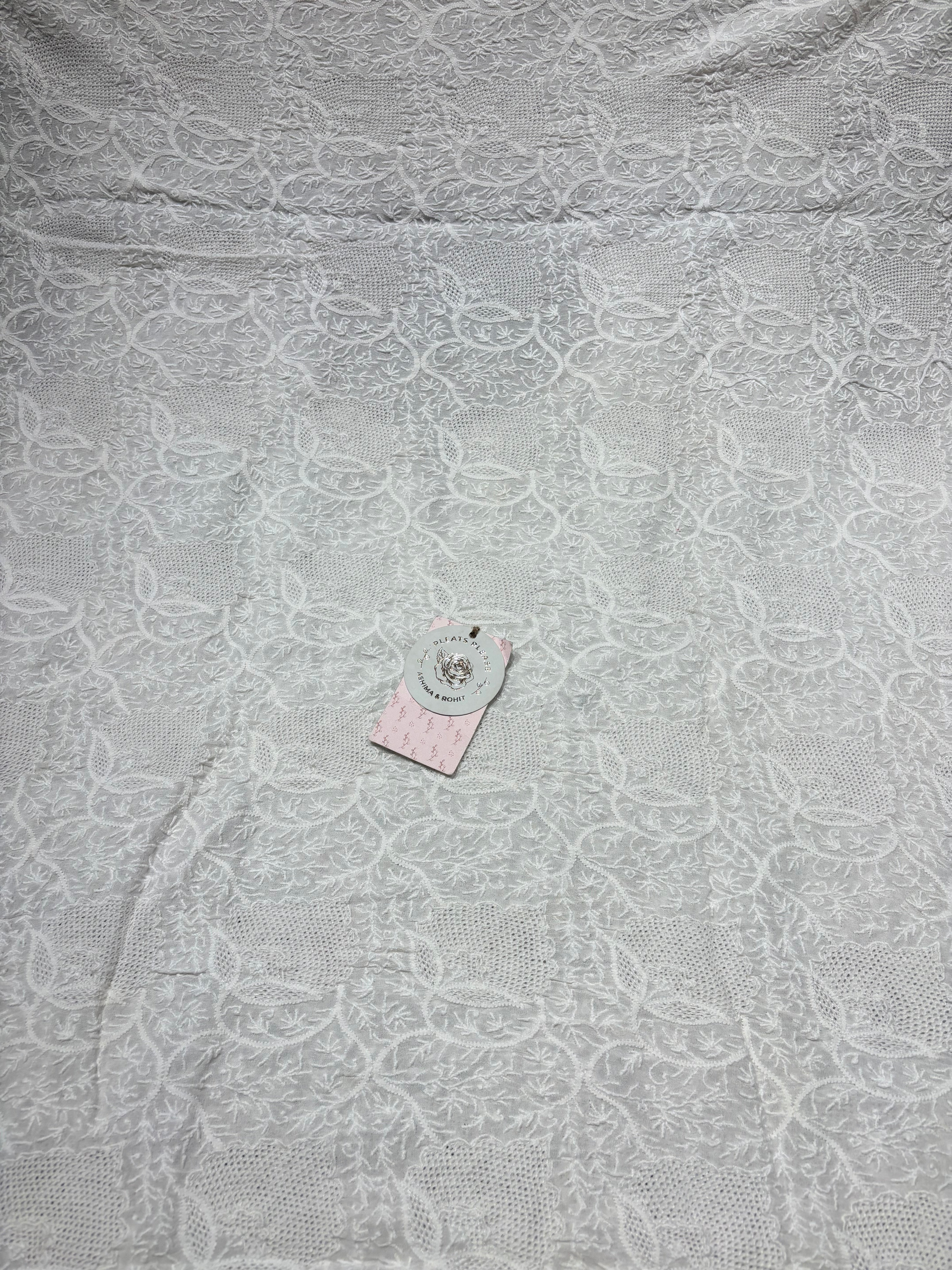 Dyeable Pure & Premium Georgette Chikankari Front & Back Kurta & Dupatta Fabric