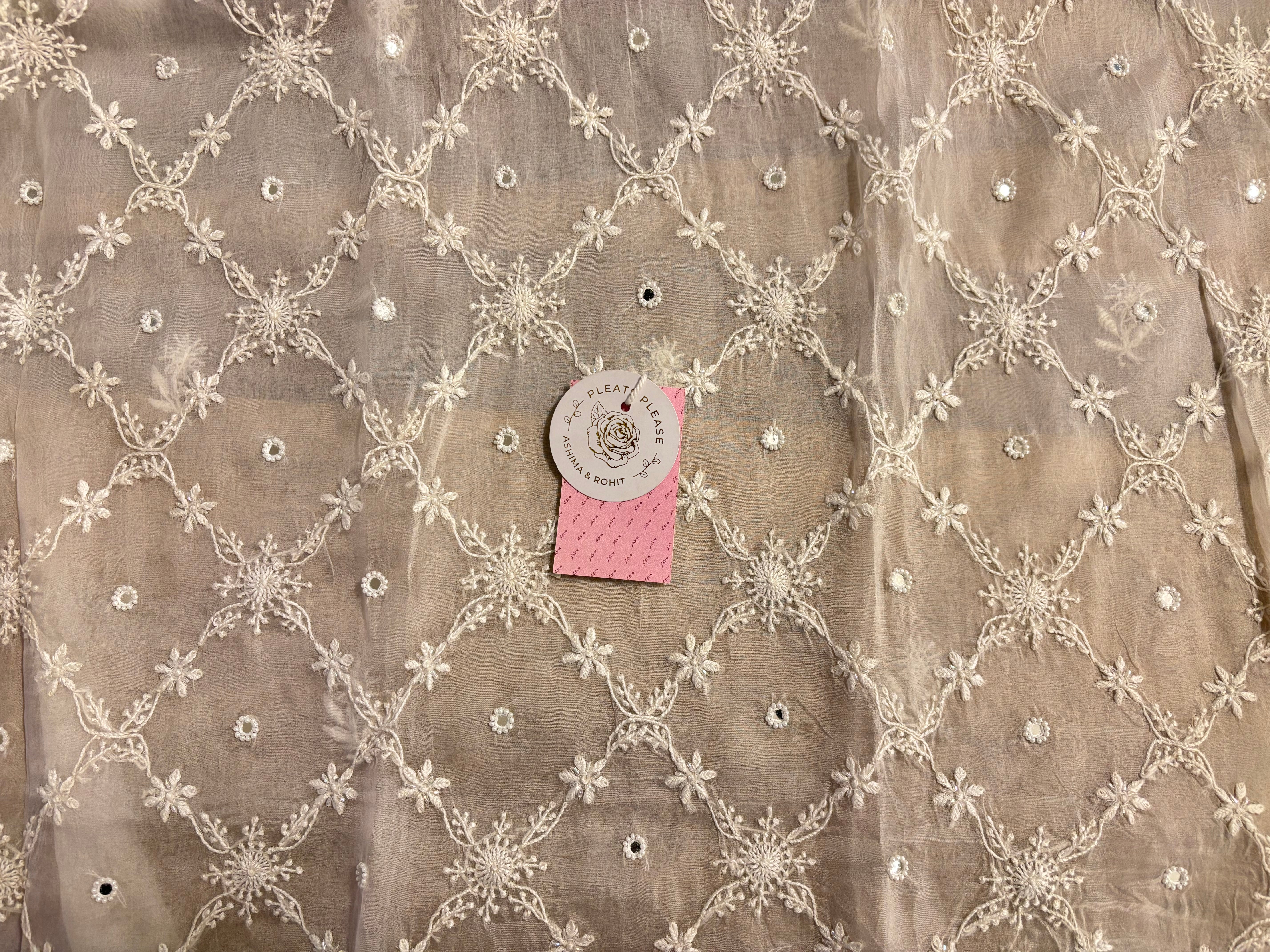 Dyeable Pure Organza Mirror Chikankari Co-Ord Set - Pleats PleaseChikankari