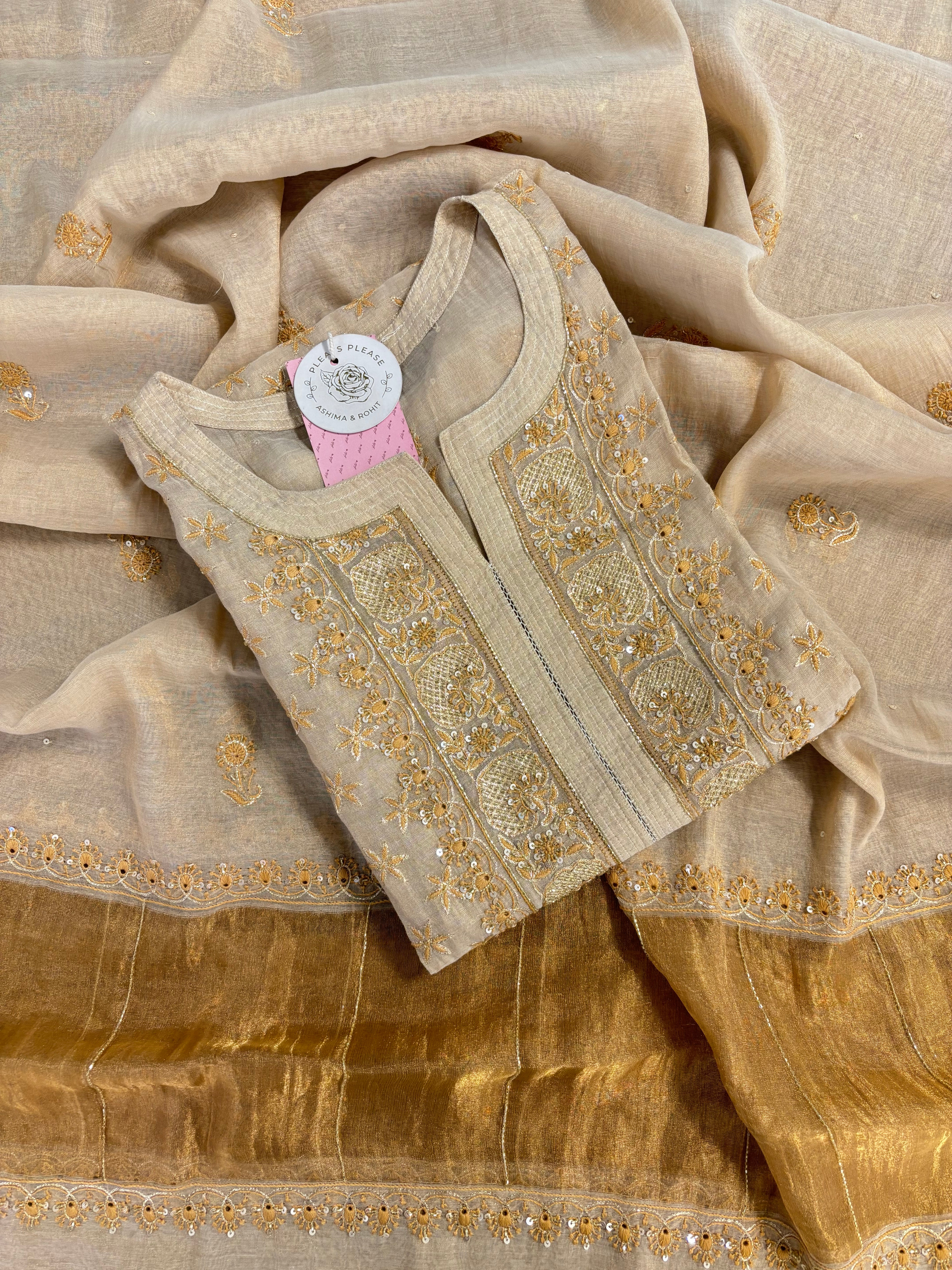 Dyeable Pure Tissue Chikankari Kurta & Dupatta
