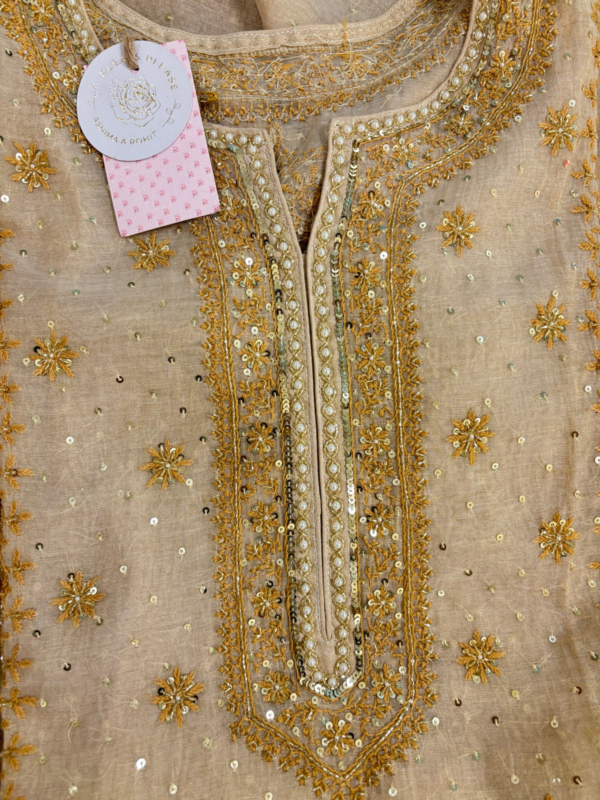 Dyeable Pure & Premium Tissue Pearl Neckline Chikankari Kurta & Dupatta