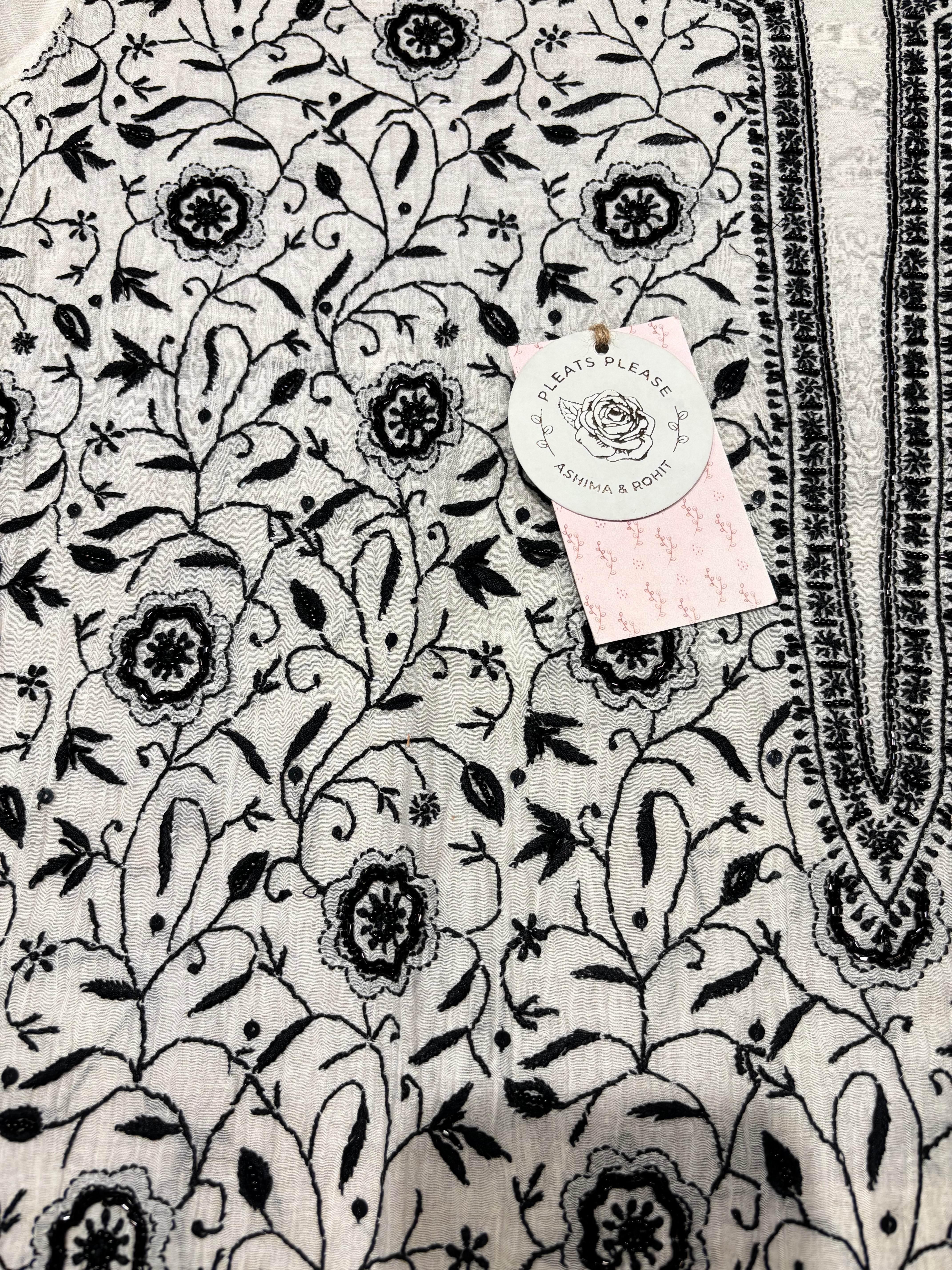 Dyeable Chanderi Mul Chikankari kurta and Dupatta Set