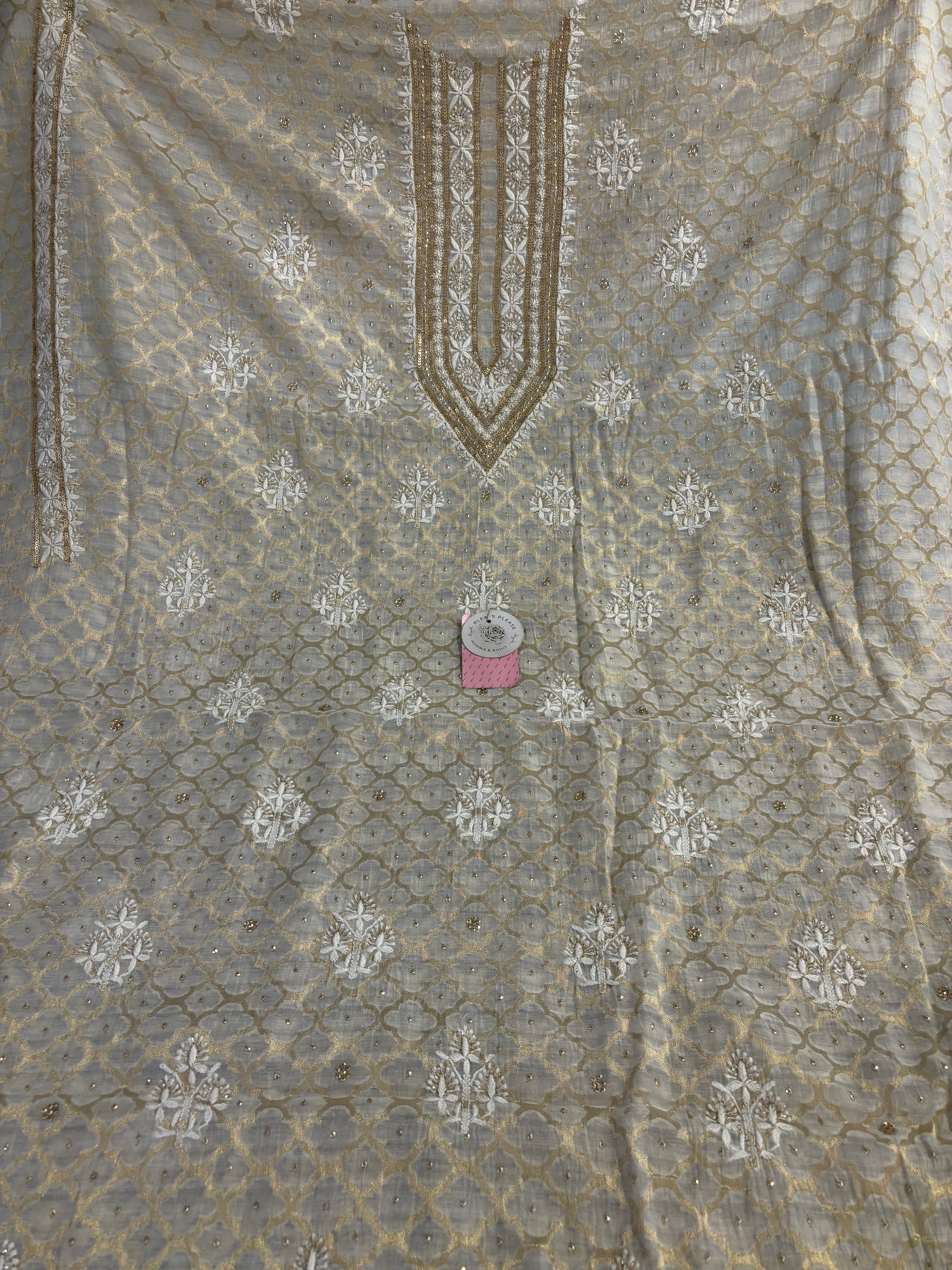 Dyeable Pure Chanderi Silk Men’s Chikankari Kurta