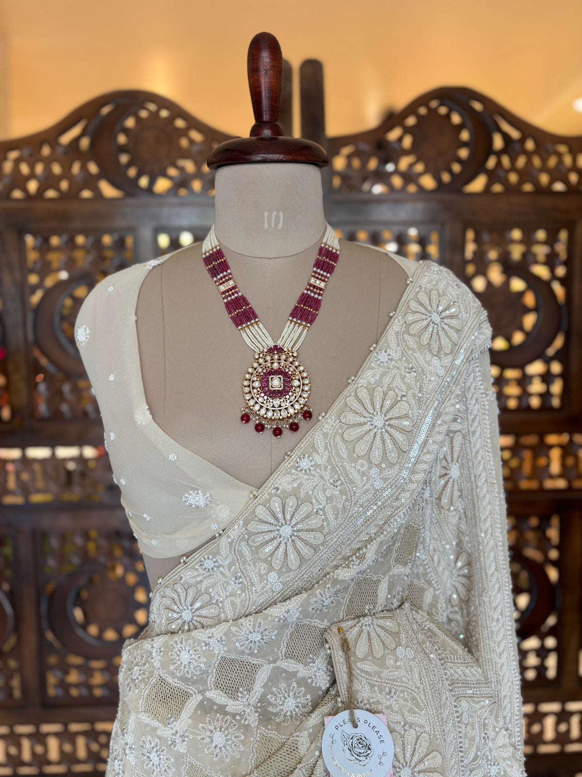 Dyeable Pure & Premium Georgette Kasab Jaal Chikankari Saree