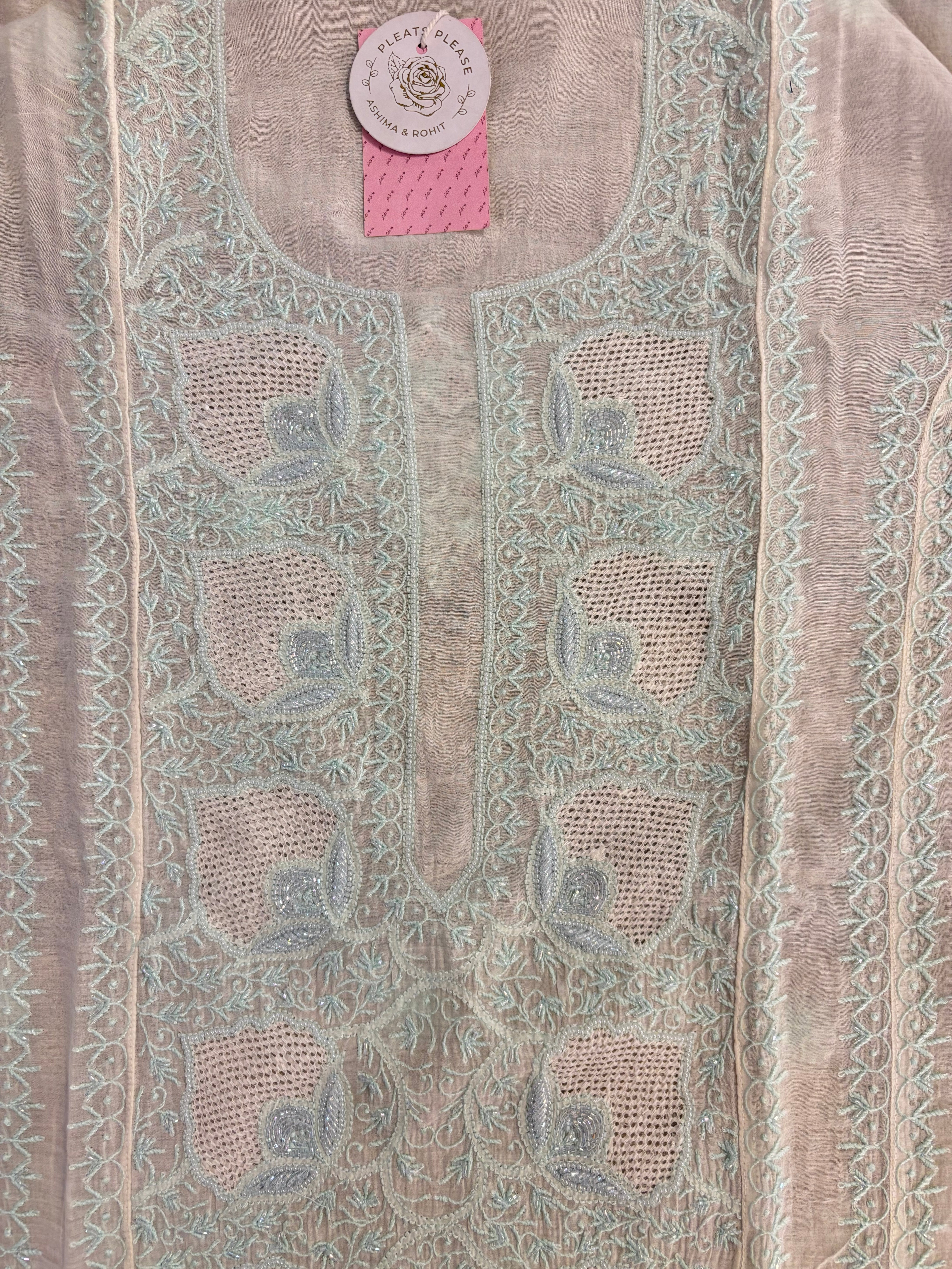 Dyeable Chanderi Chikankari Jaal Kurta & Dupatta