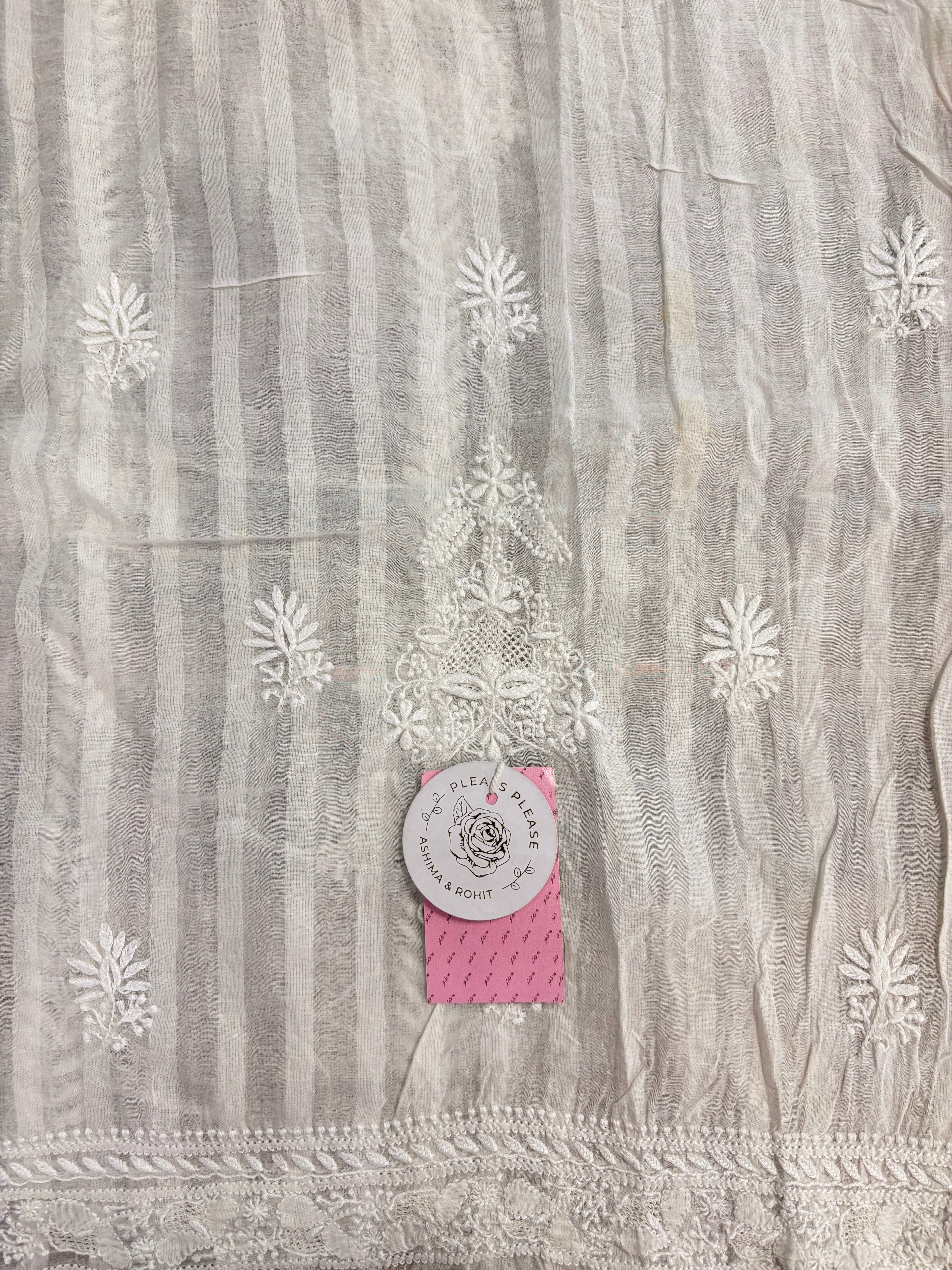 Dyeable Pure Chanderi Chikankari Kurta & Dupatta Set