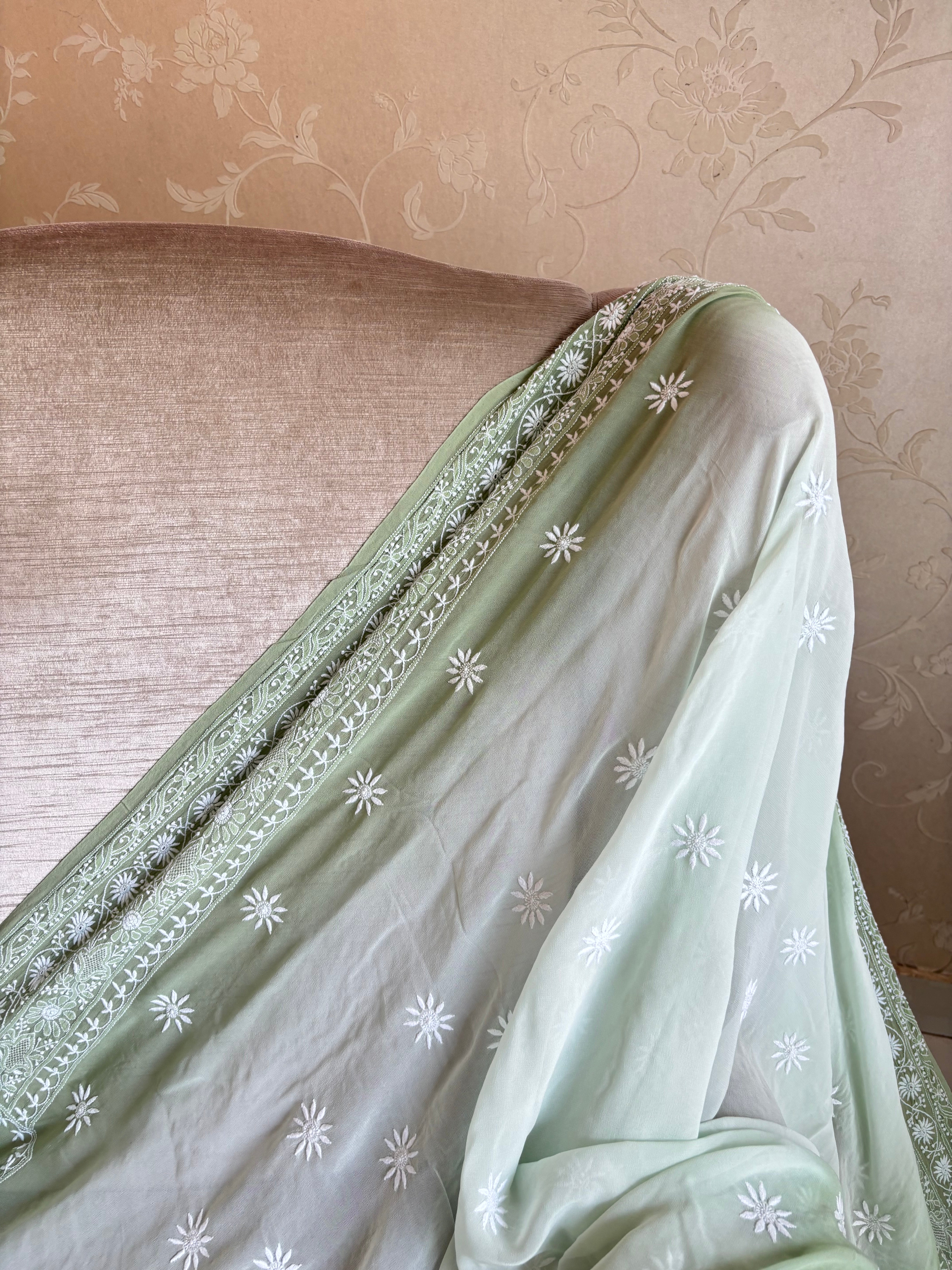 Green Ombre Pure and Premium Georgette saree