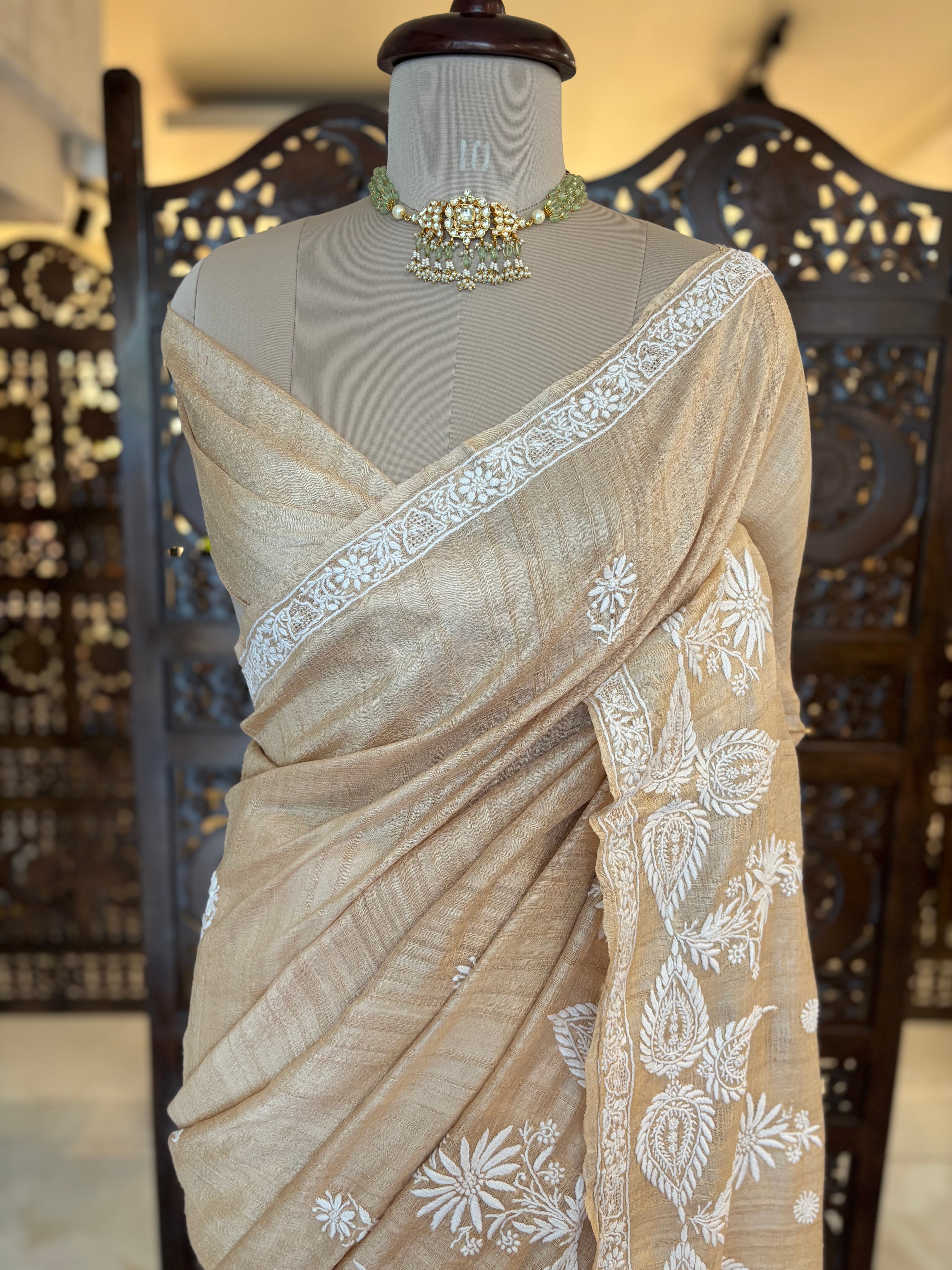 Tussar Silk Chikankari Saree