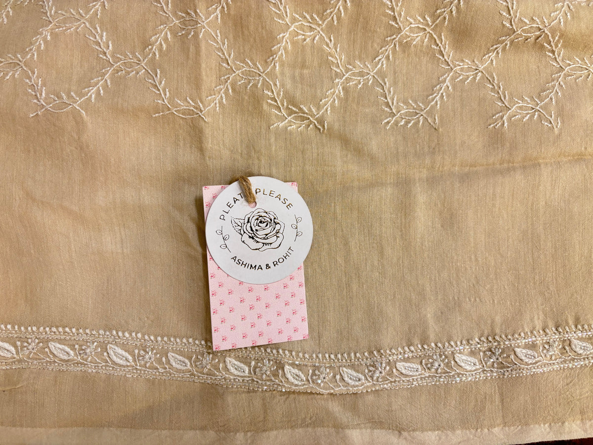 Dyeable Monga Silk Embellished Chikankari Men’s Kurta