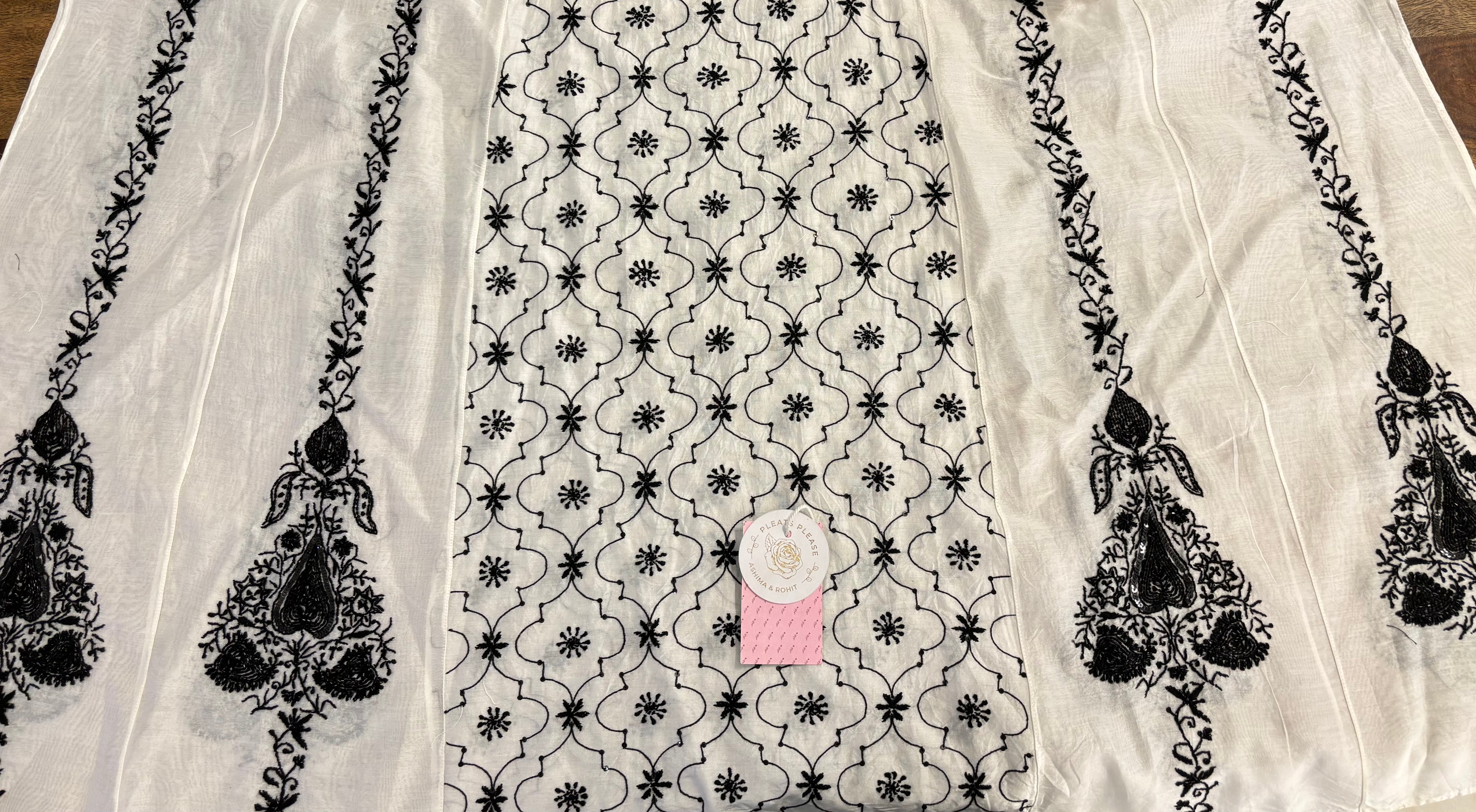Dyeable Chanderi Chikankari Anarkali & Dupatta Set
