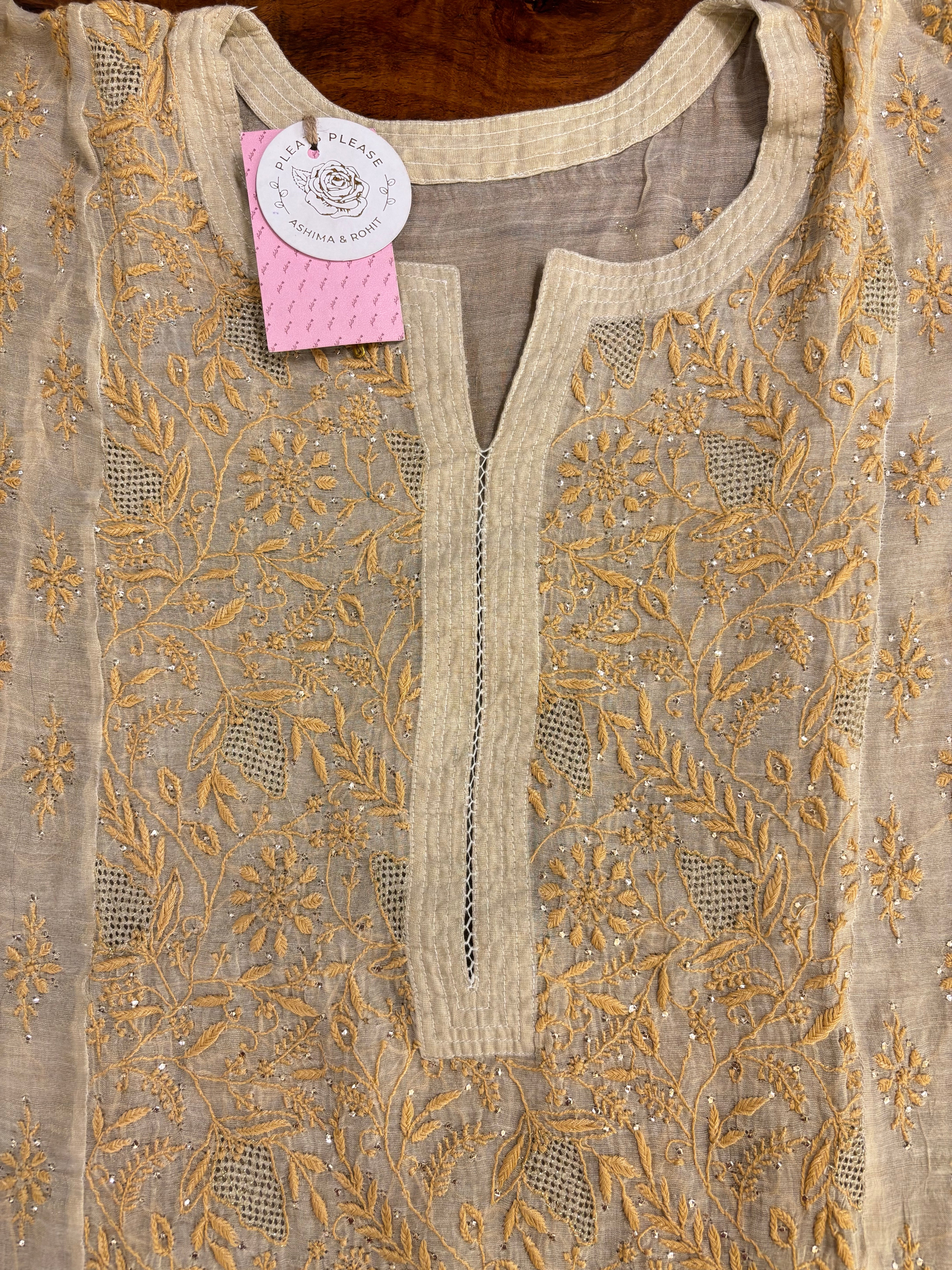 Dyeable Pure & Premium Tissue Chikankari Mukaish Kurta & Dupatta