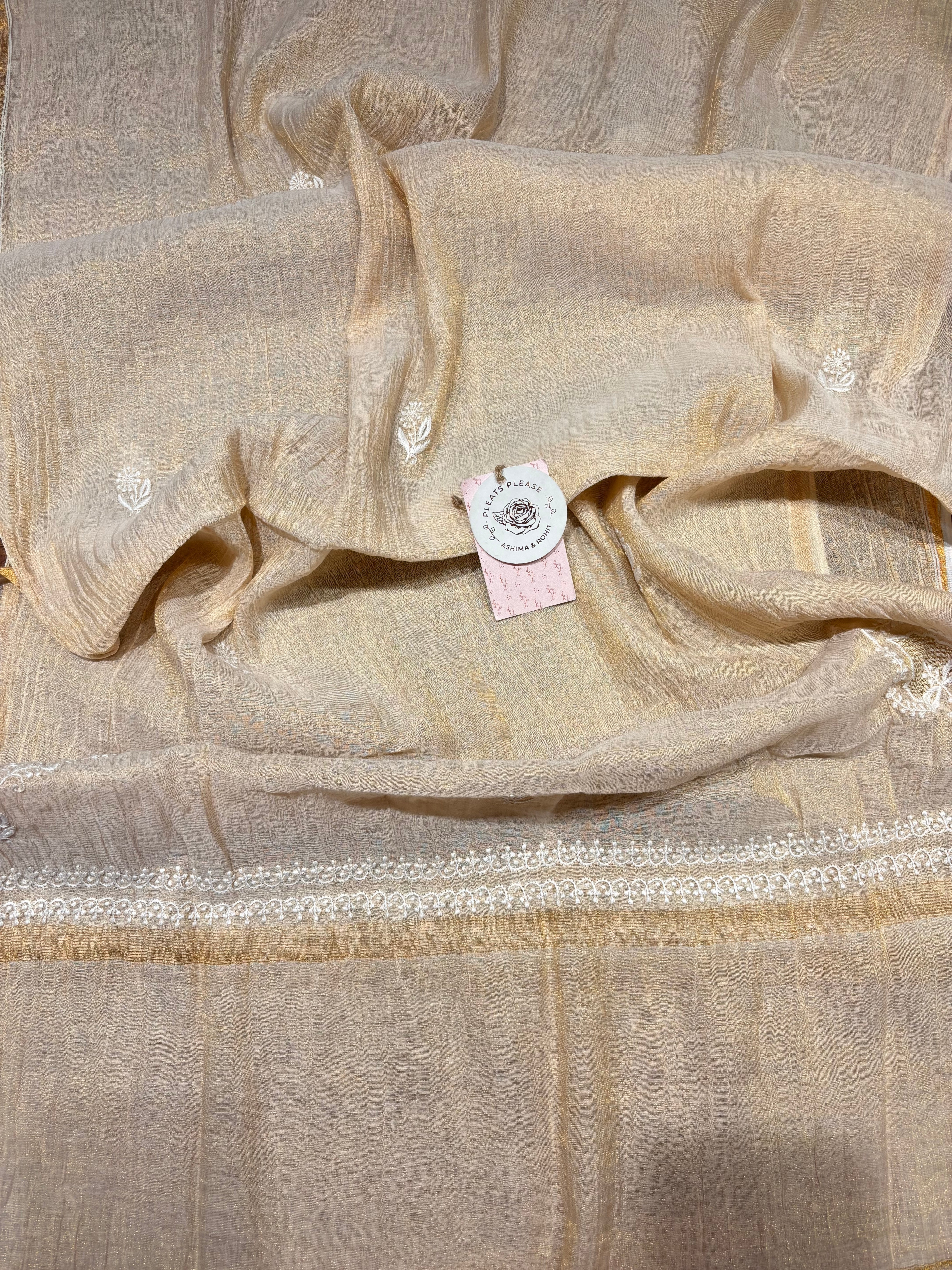 Dyeable Tissue Chikankari Kurta & Dupatta Set