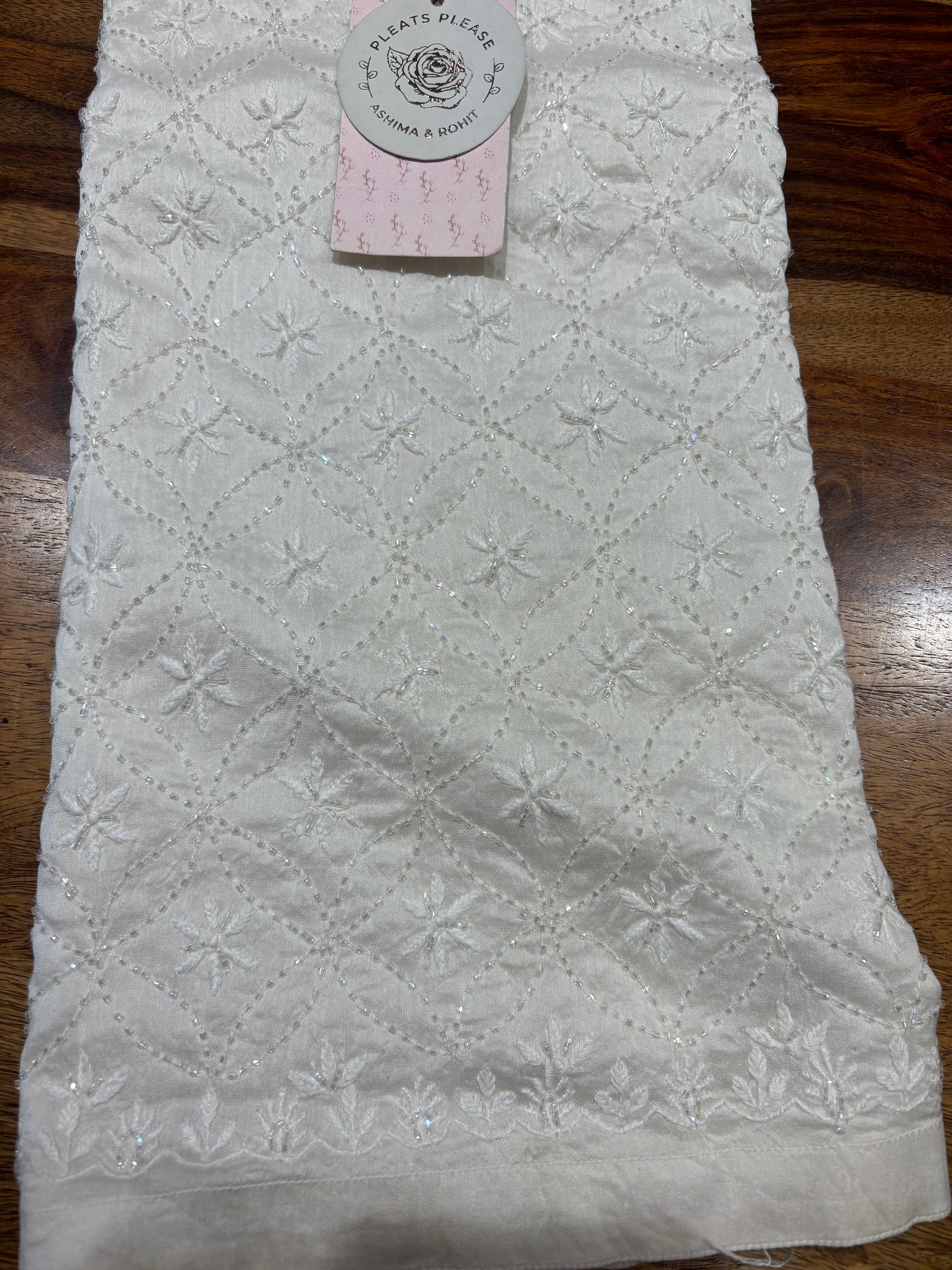Dyeable Chanderi Silk Chikankari  Bottom