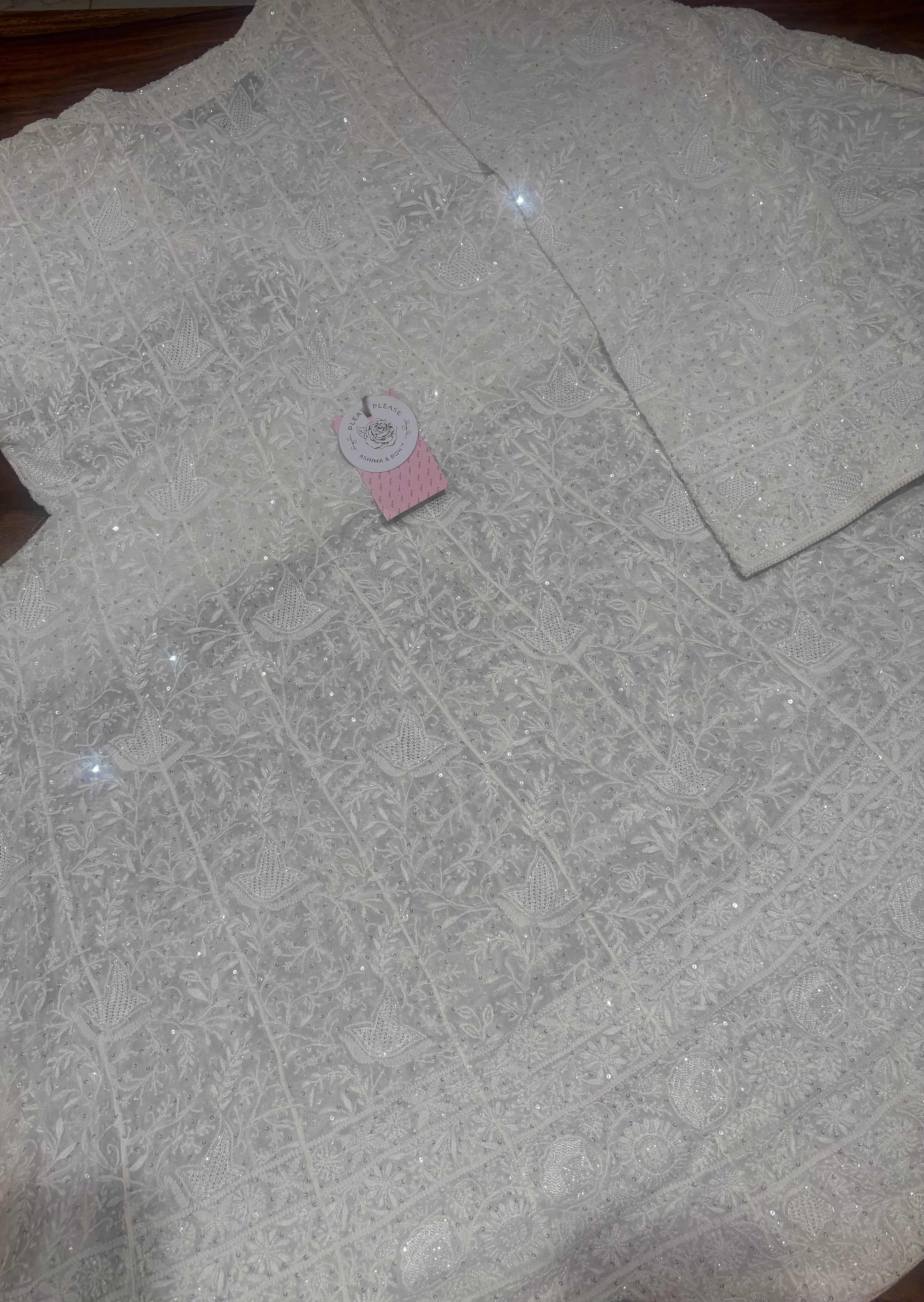 Dyeable Pure And Premium Georgette Chikankari Anarkali And Dupatta Set