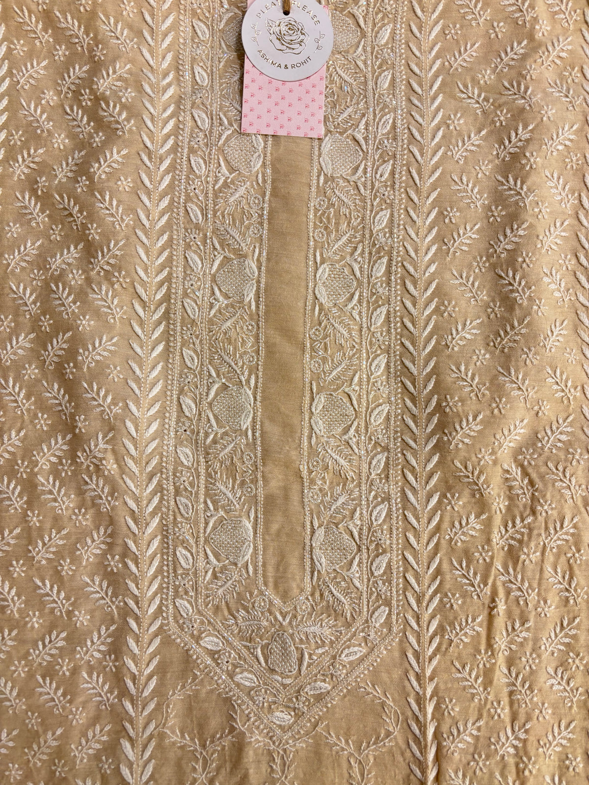 Dyeable Monga Silk Embellished Chikankari Men’s Kurta