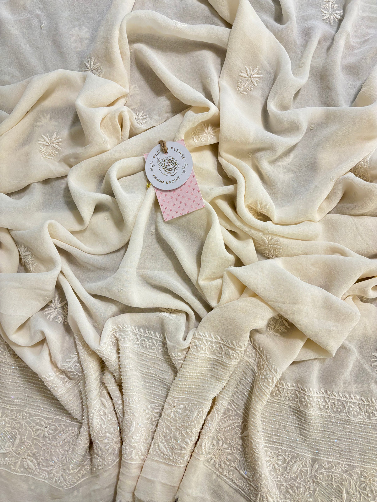 Dyeable Pure Georgette Chikankari Kurta & Dupatta