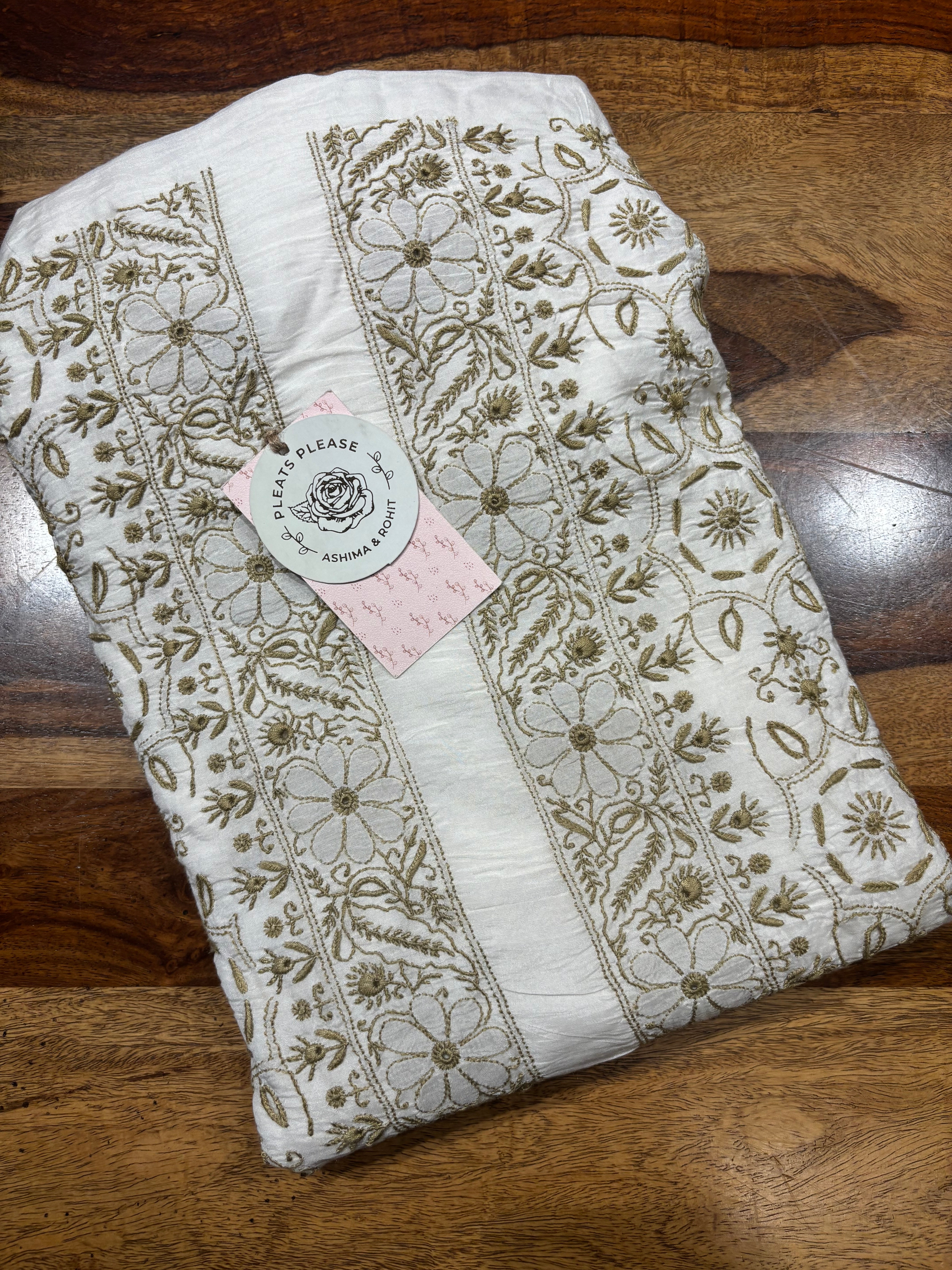 Dyeable Pure Muslin Silk Chikankari Men’s Kurta Fabric