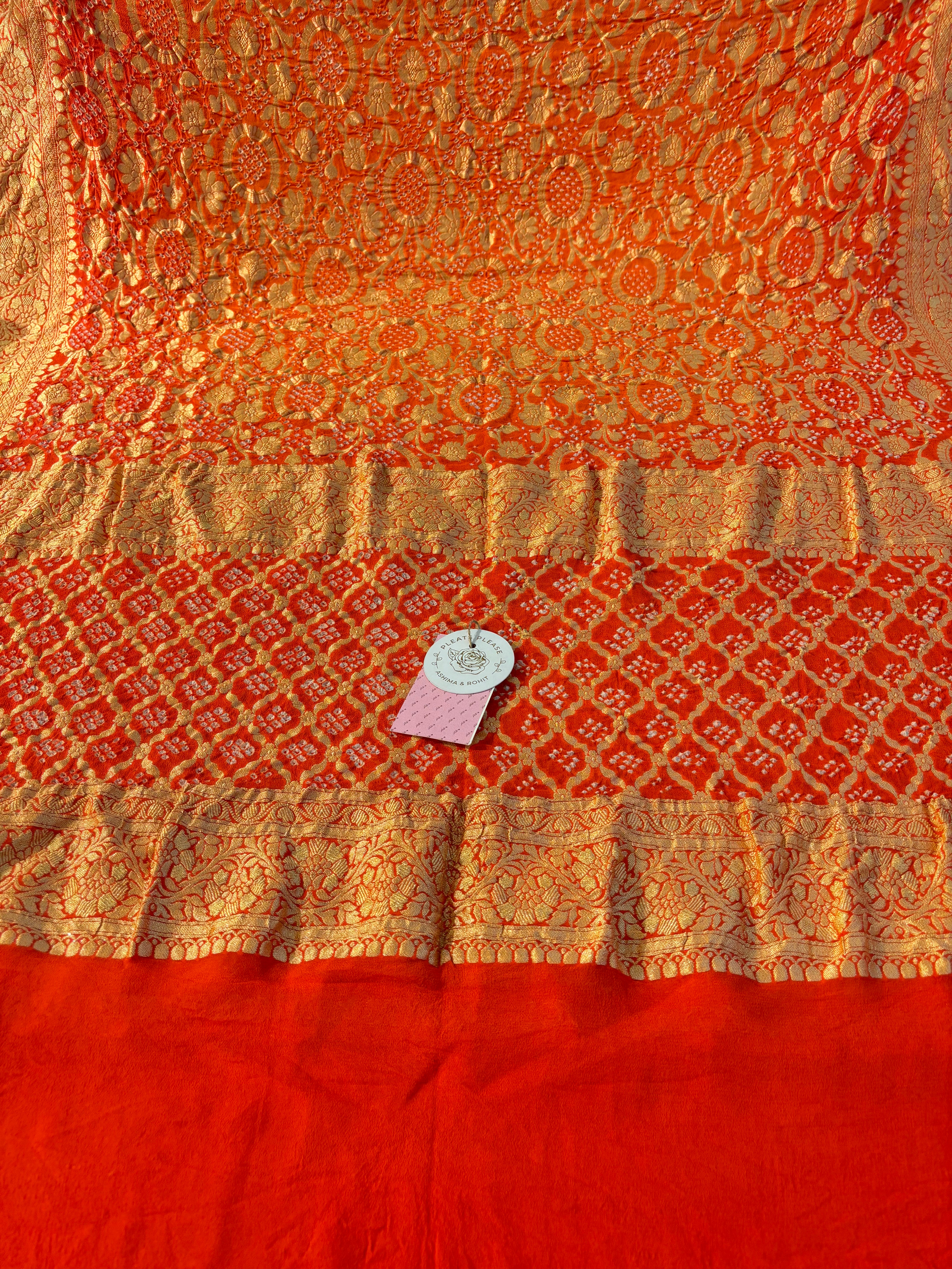 Burnt Orange Khaddi Georgette Neemzari Dupatta