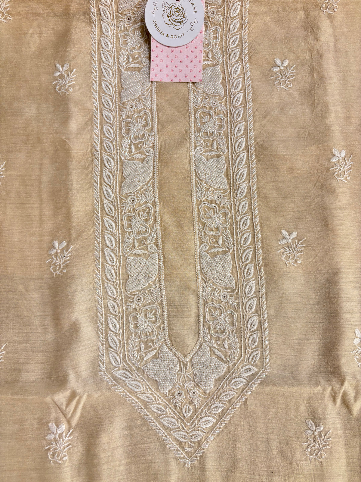 Dyeable Monga Silk Chikankari Men’s Kurta