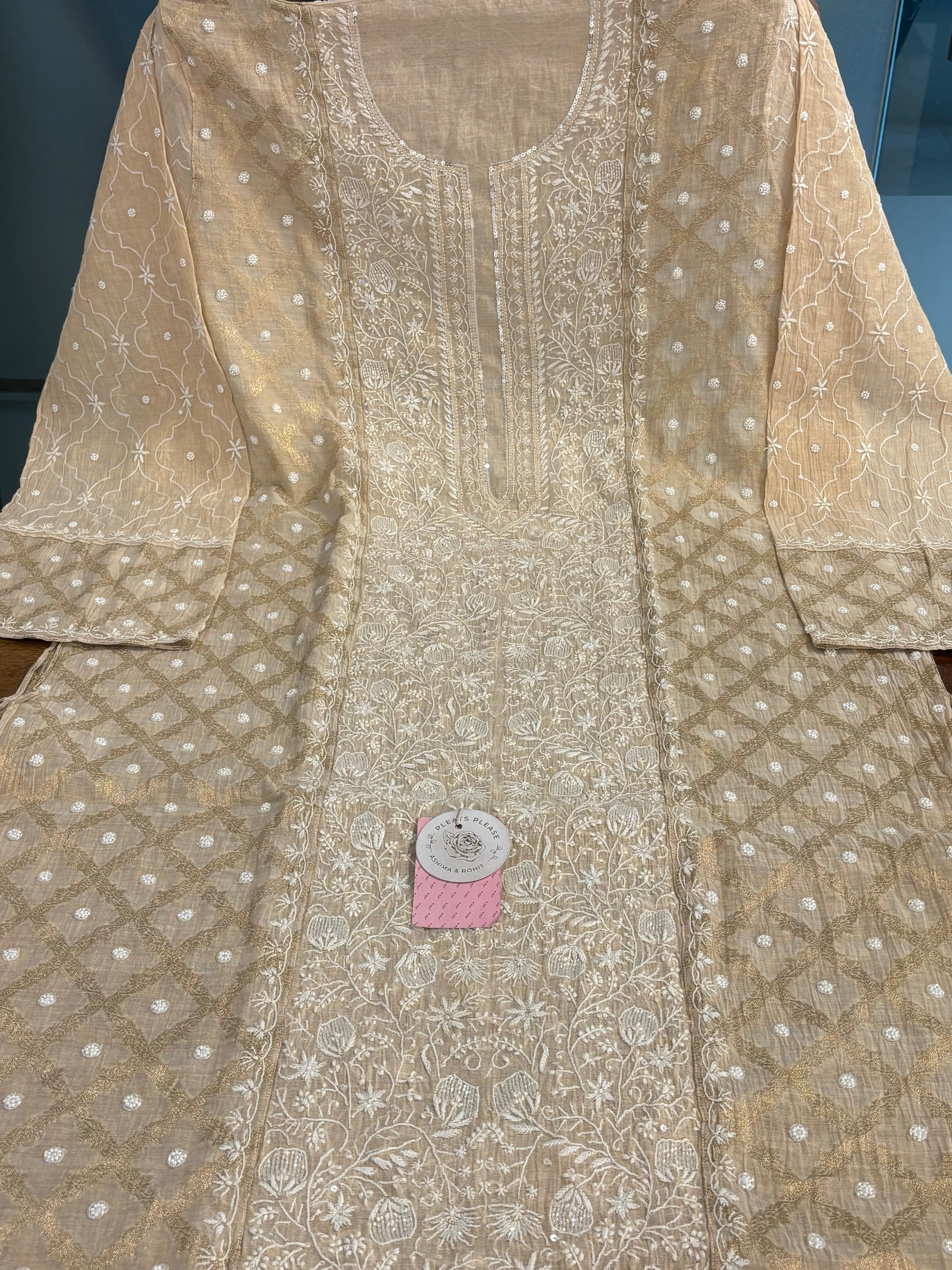 Dyeable Pure Tissue Chikankari Kurta & Dupatta
