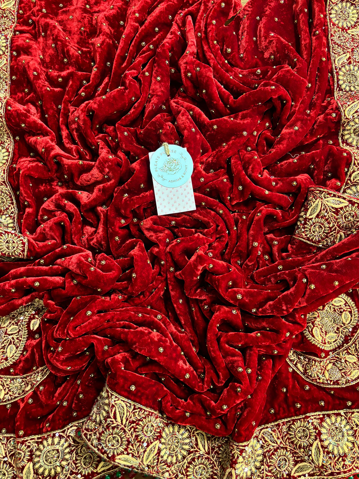 Red Velvet Chikankari Zardozi Embellished Shawl