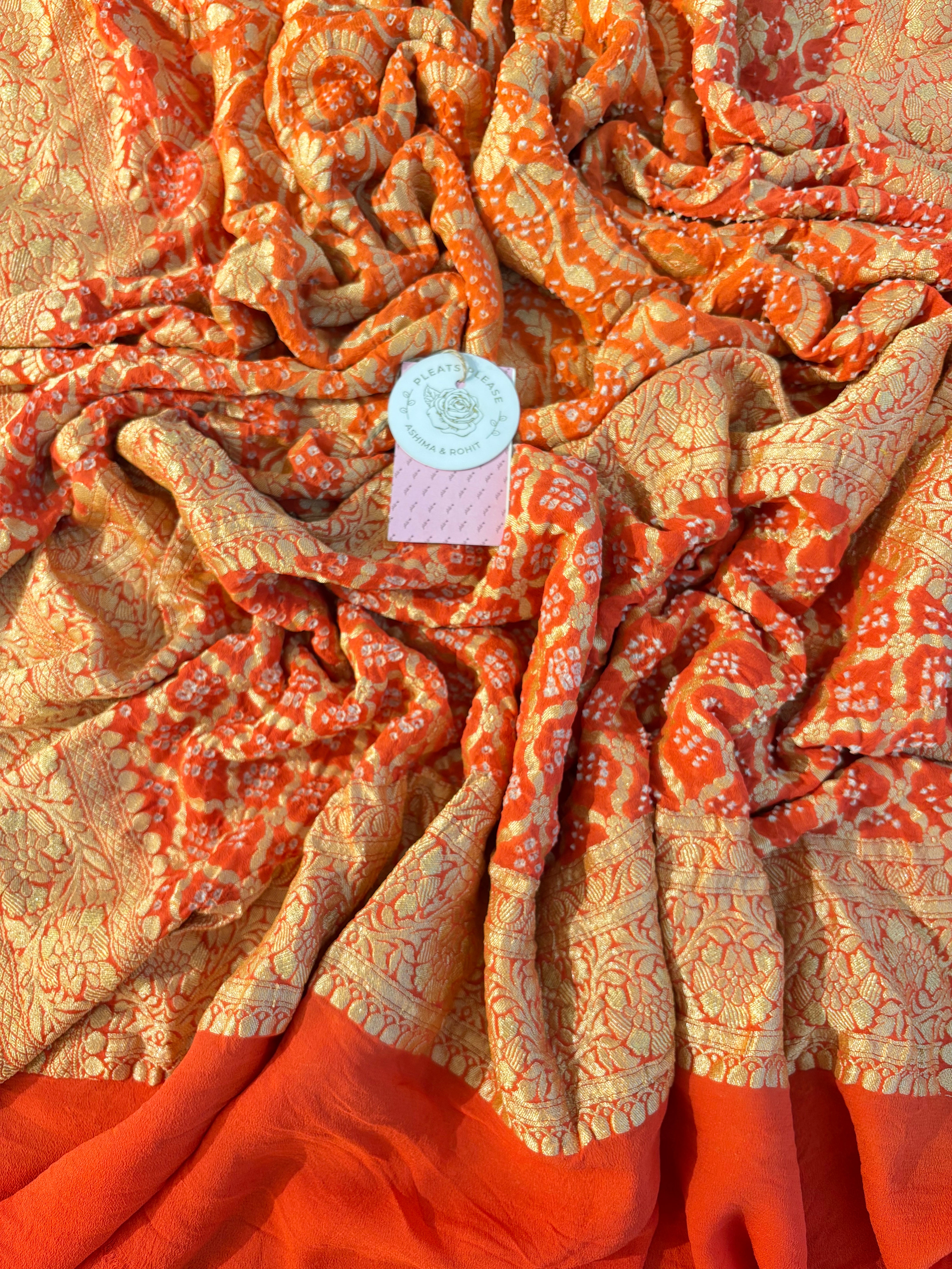 Burnt Orange Khaddi Georgette Neemzari Dupatta