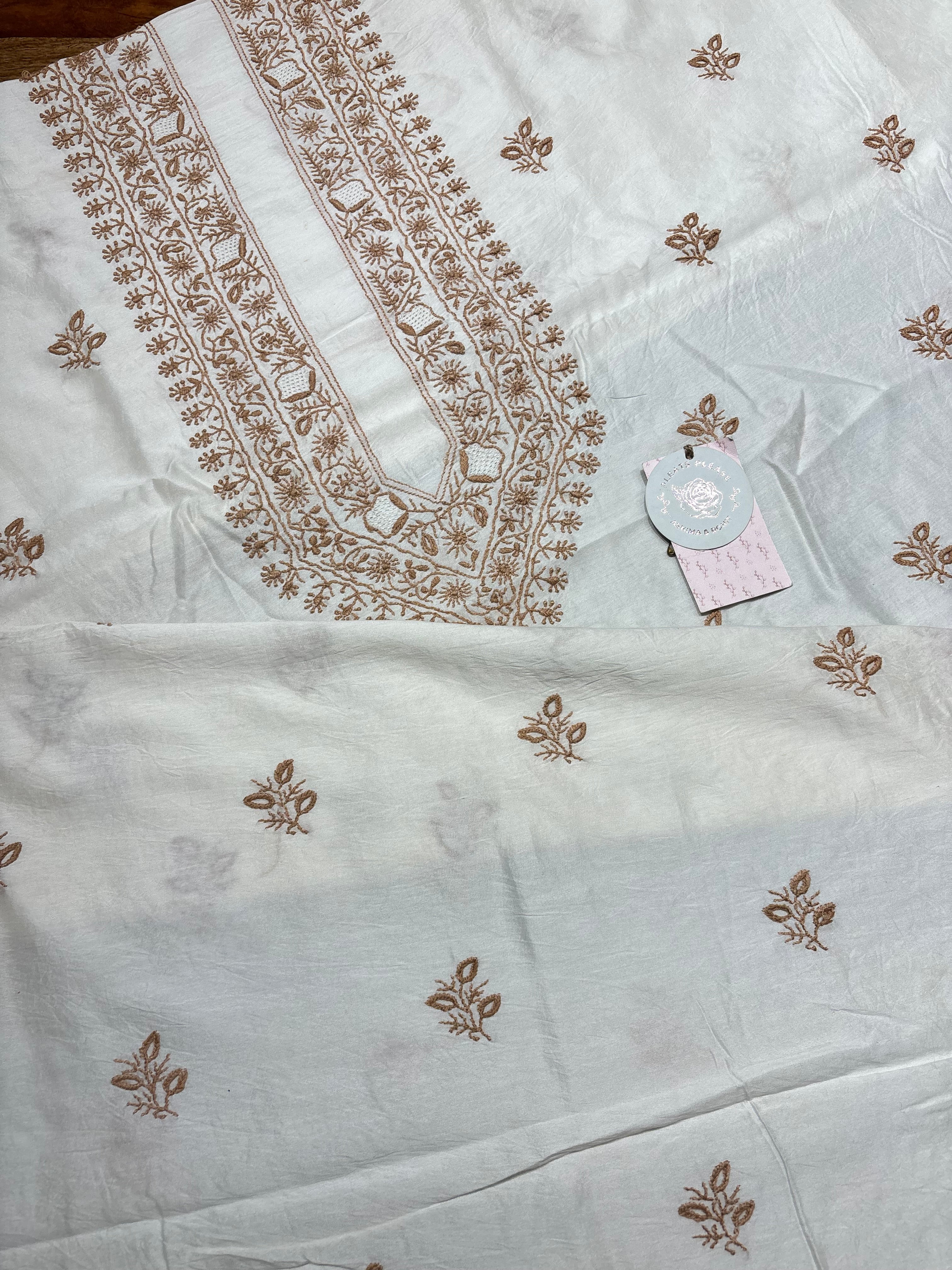 Dyeable Chanderi Silk Chikankari Men’s Kurta