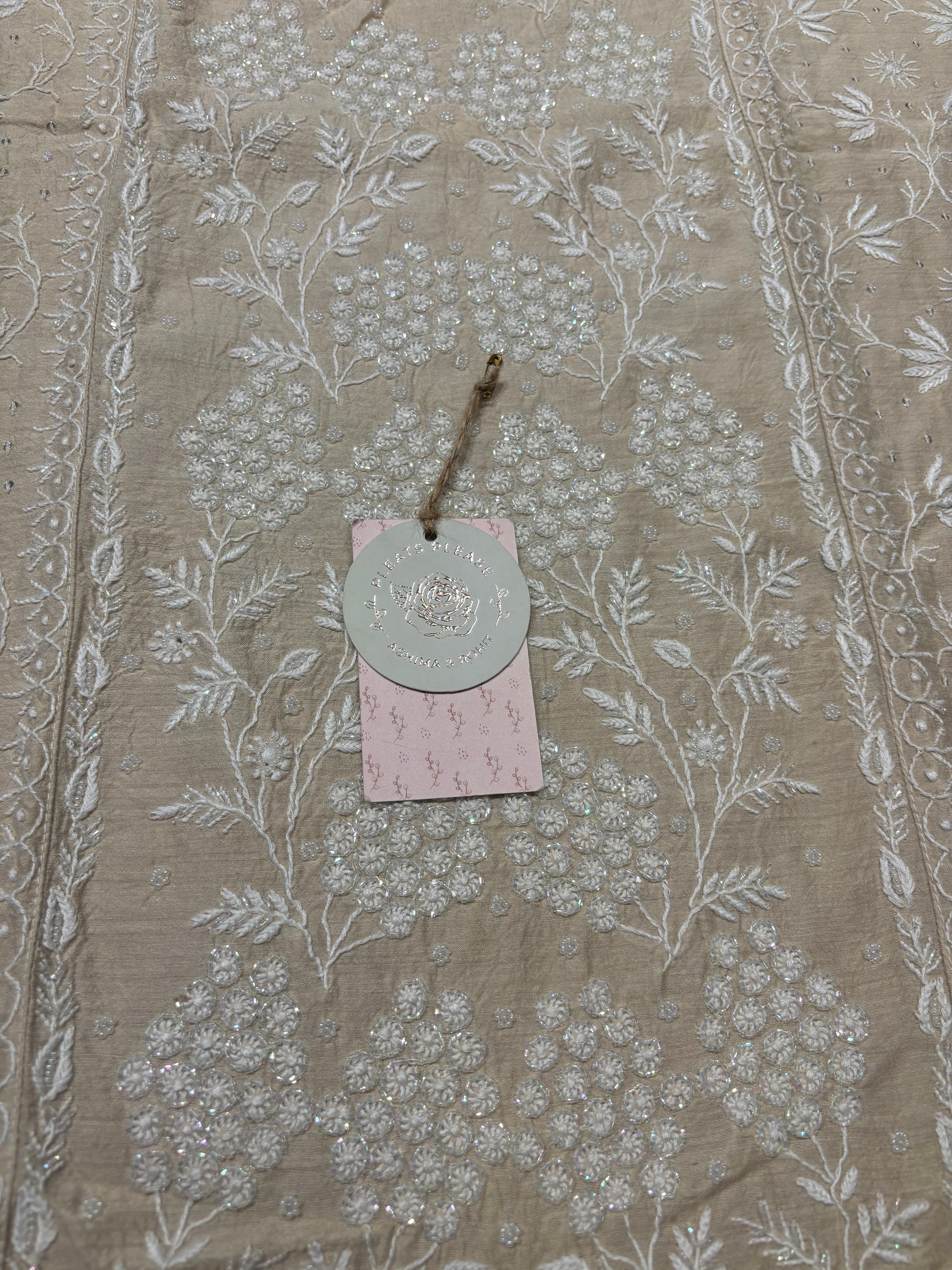 Dyeable Monga Silk Chikankari Kurta And Dupatta Set
