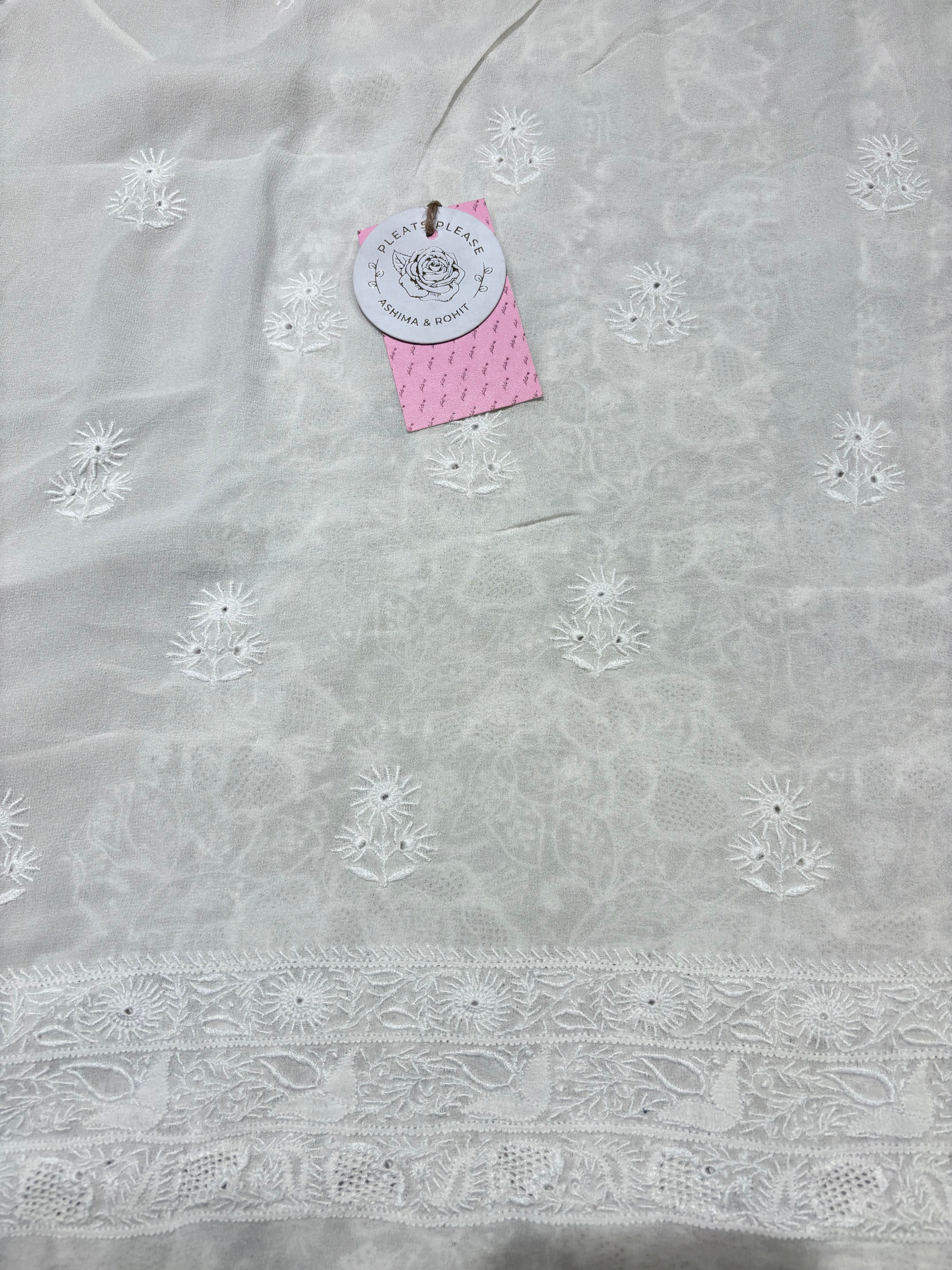 Dyeable Pure & Premium Georgette Chikankari Kurta & Dupatta Fabric