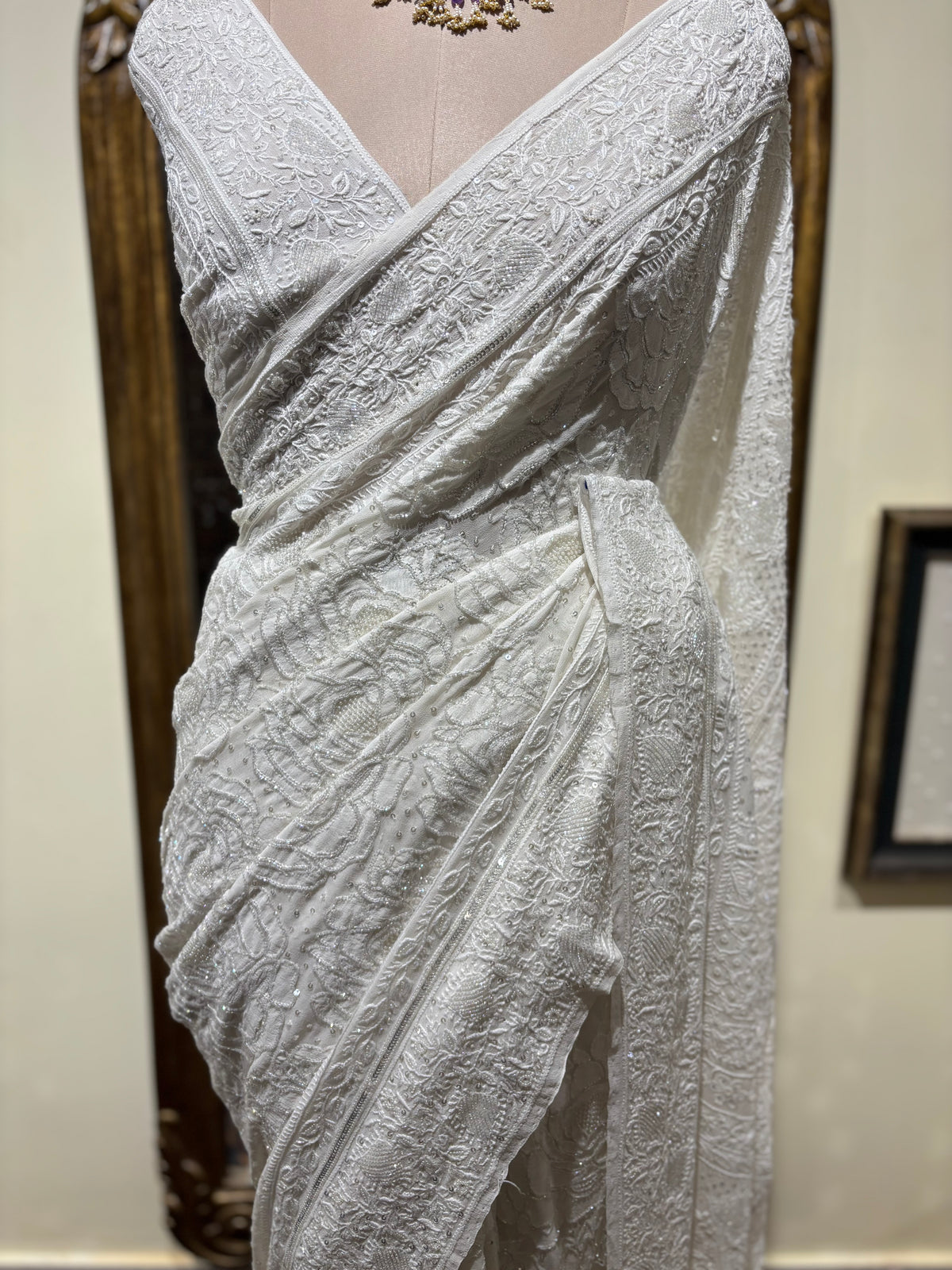 Dyeable Pure & Premium Georgette Chikankari Saree