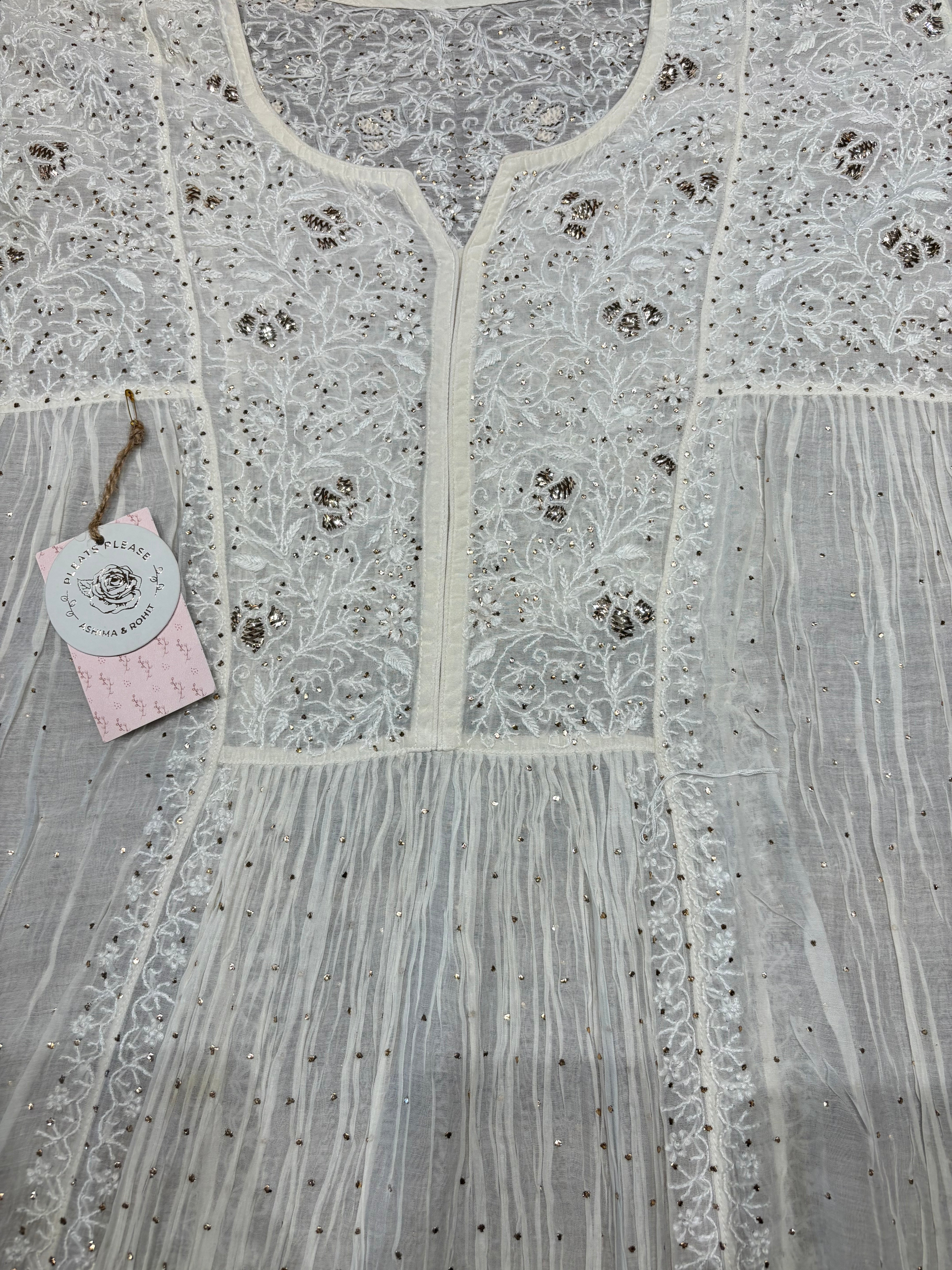 Dyeable Chanderi Mul Chikankari And Mukaish Tunic’s And Dupatta Set