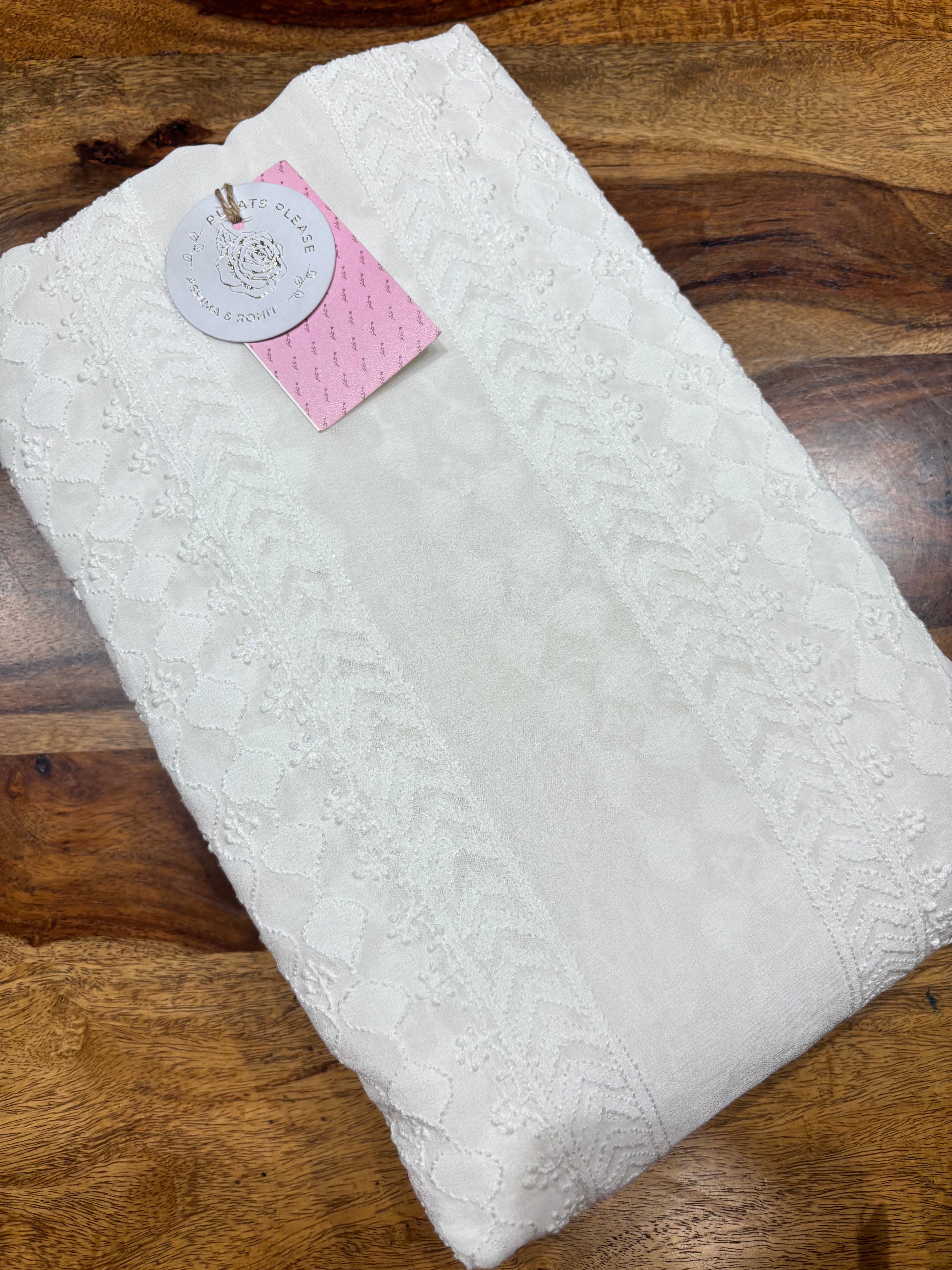 Dyeable Pure & Premium Georgette Chikankari Men’s Sherwani Fabric