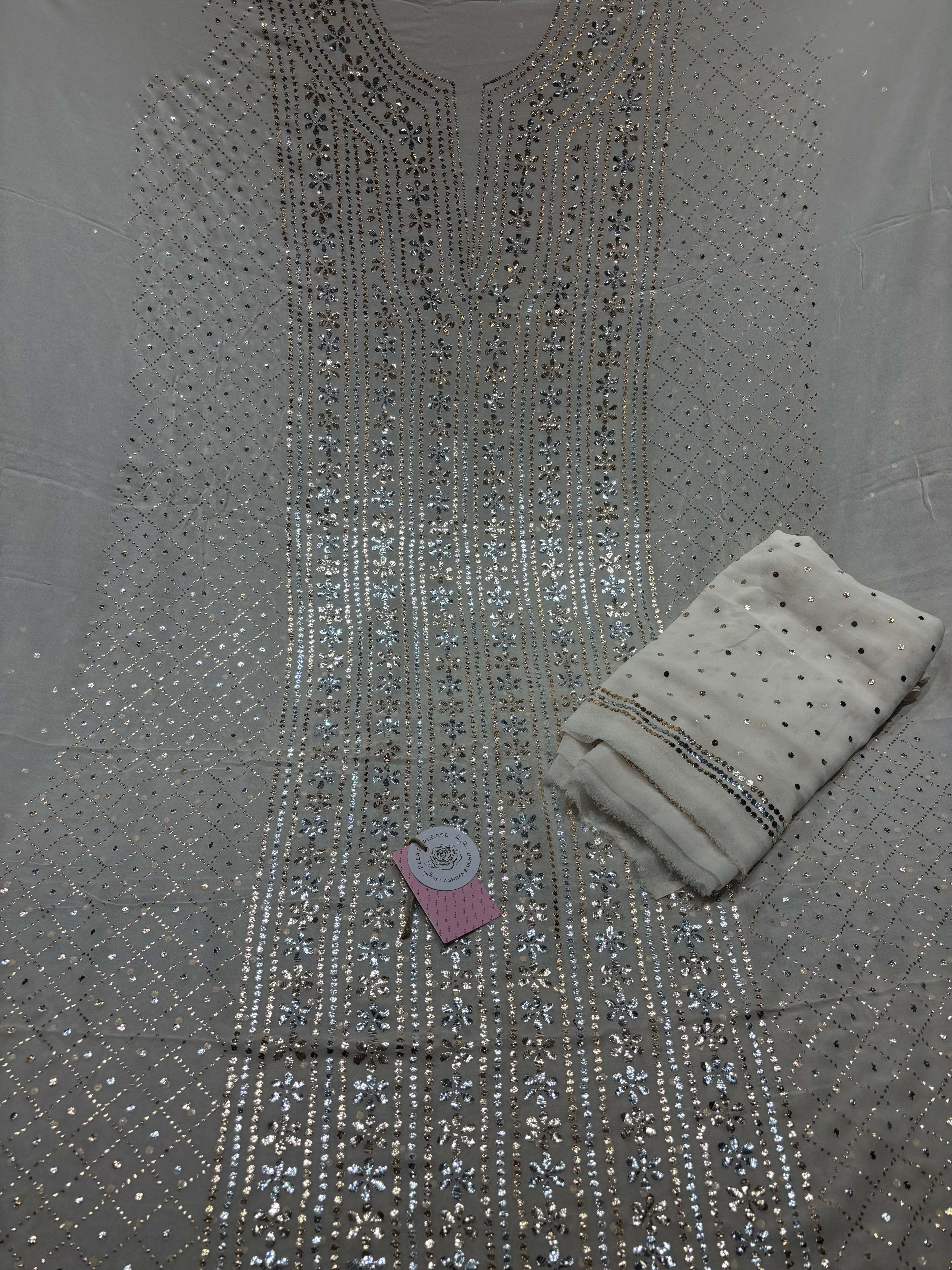 Dyeable Pure and Premium Mukaish Kurta and Dupatta Set