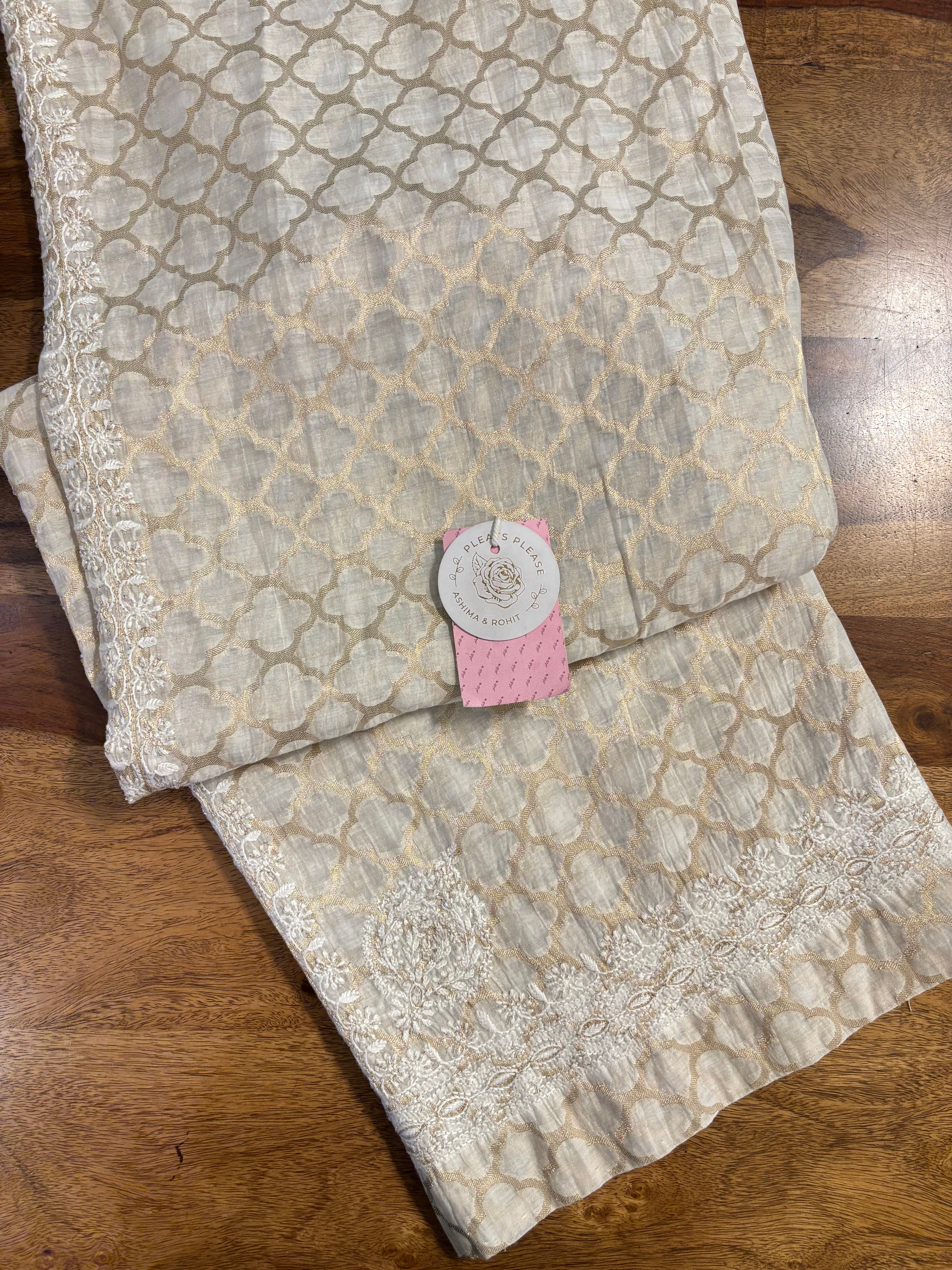 Dyeable Pure Chanderi Chikankari Co-Ord Set