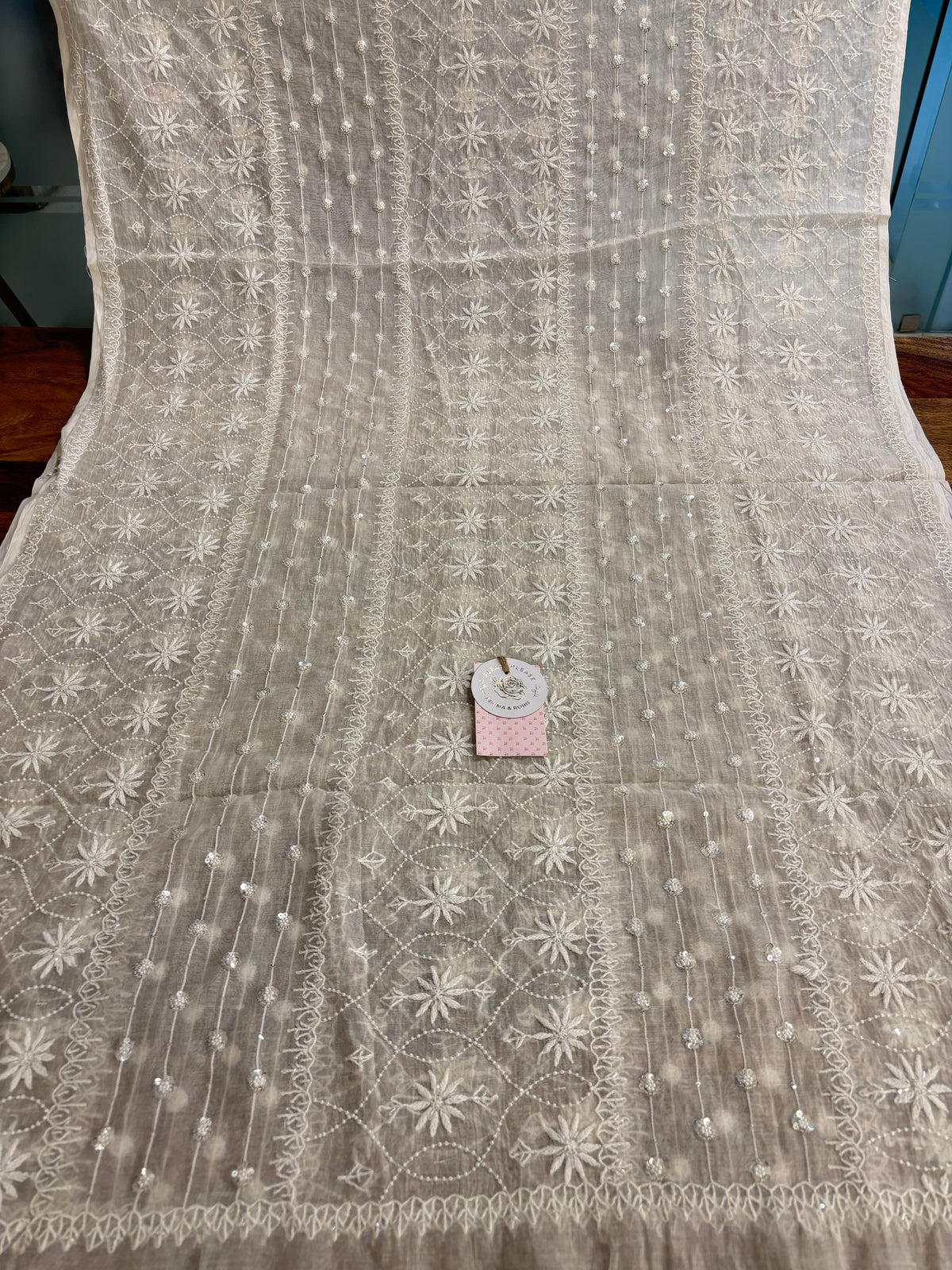 Dyeable Chanderi Mul Chikankari Kurta & Dupatta