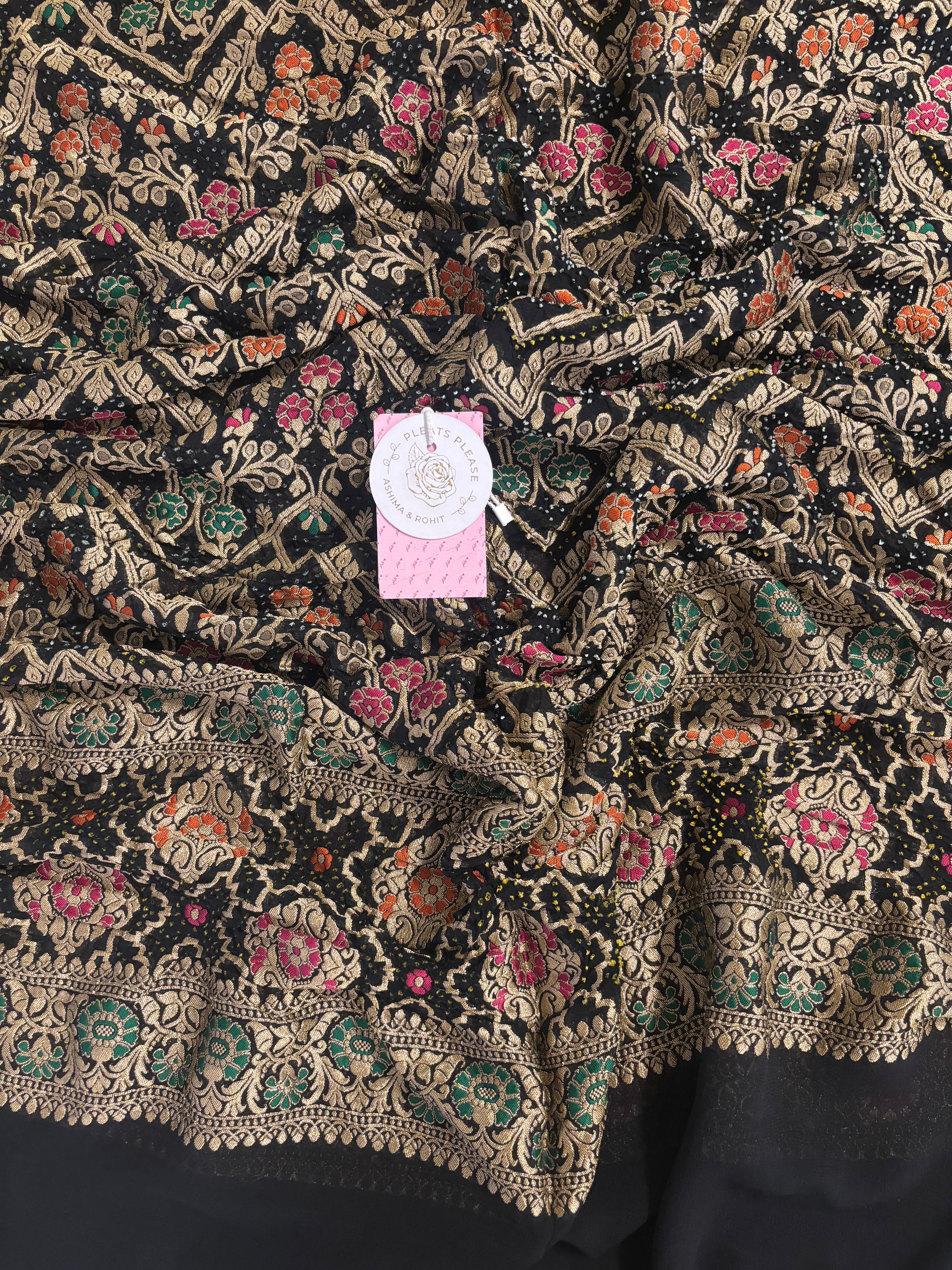 Black Pure Khaddi Georgette Neemzari Dupatta