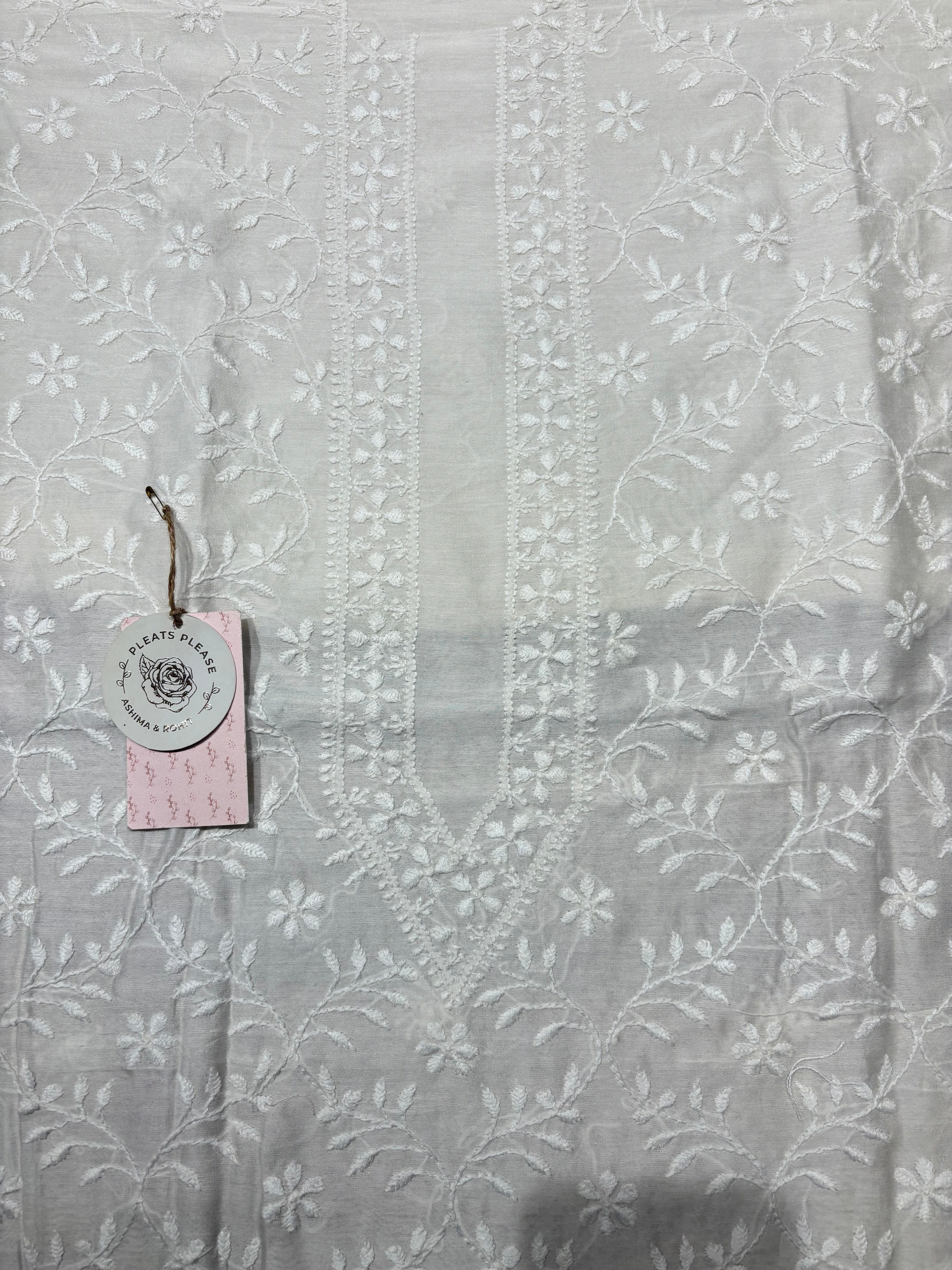 Dyeable Chanderi Silk Chikankari Men’s Kurta Fabric
