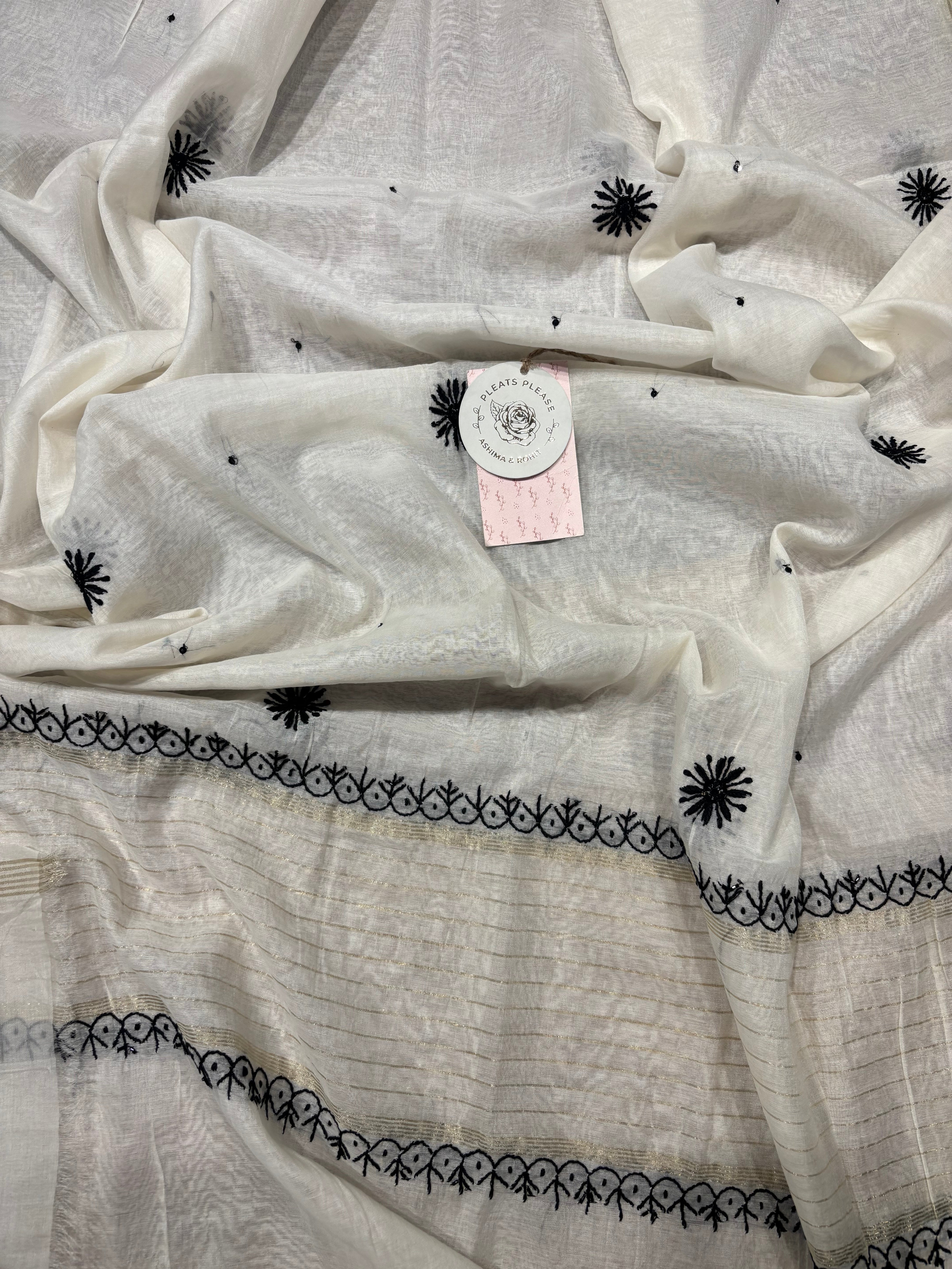 Dyeable Chanderi Mul Chikankari Kurta And Dupatta Set