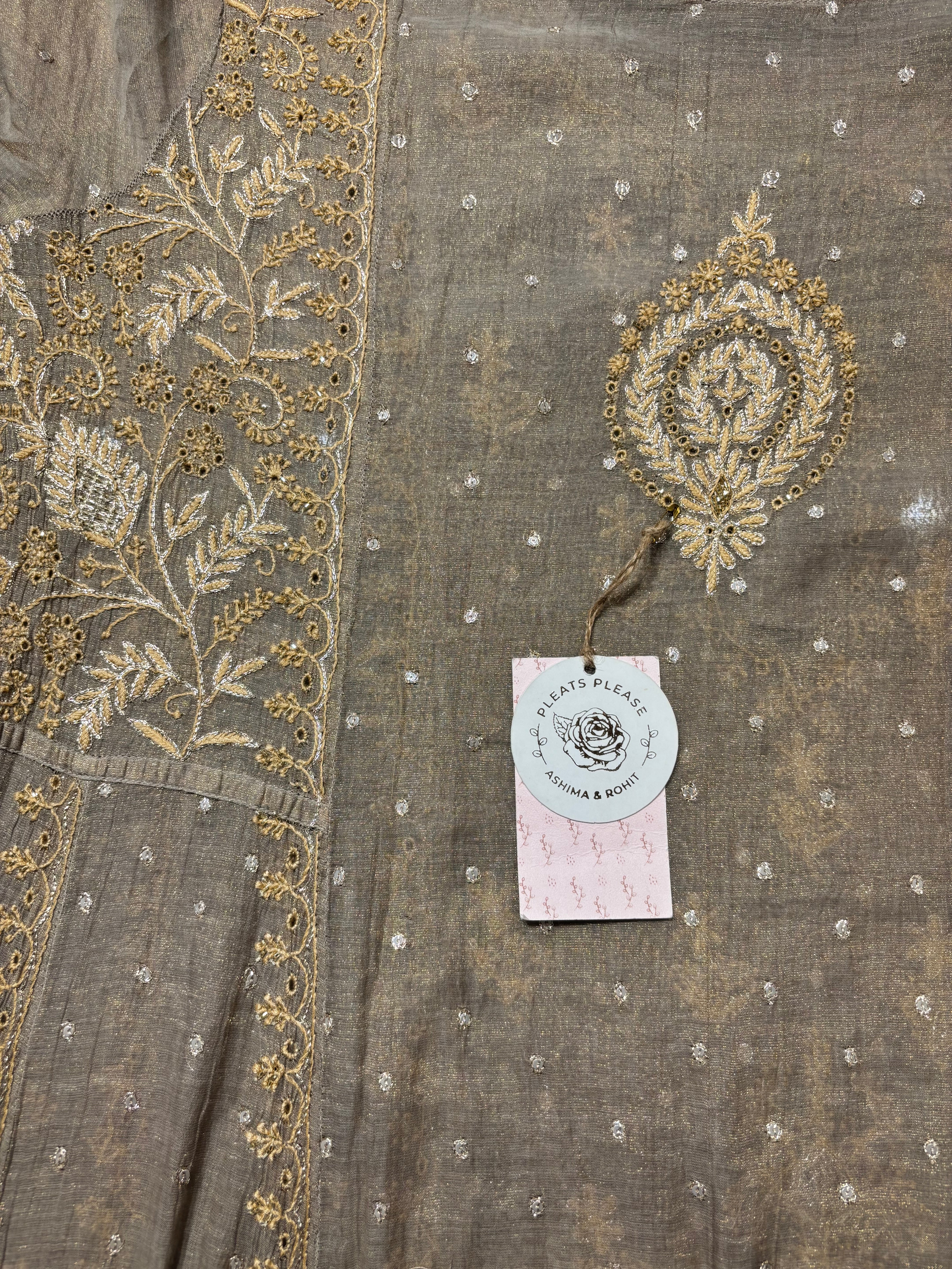 Sand Dune Tissue Chikankari Anarkali and Dupatta