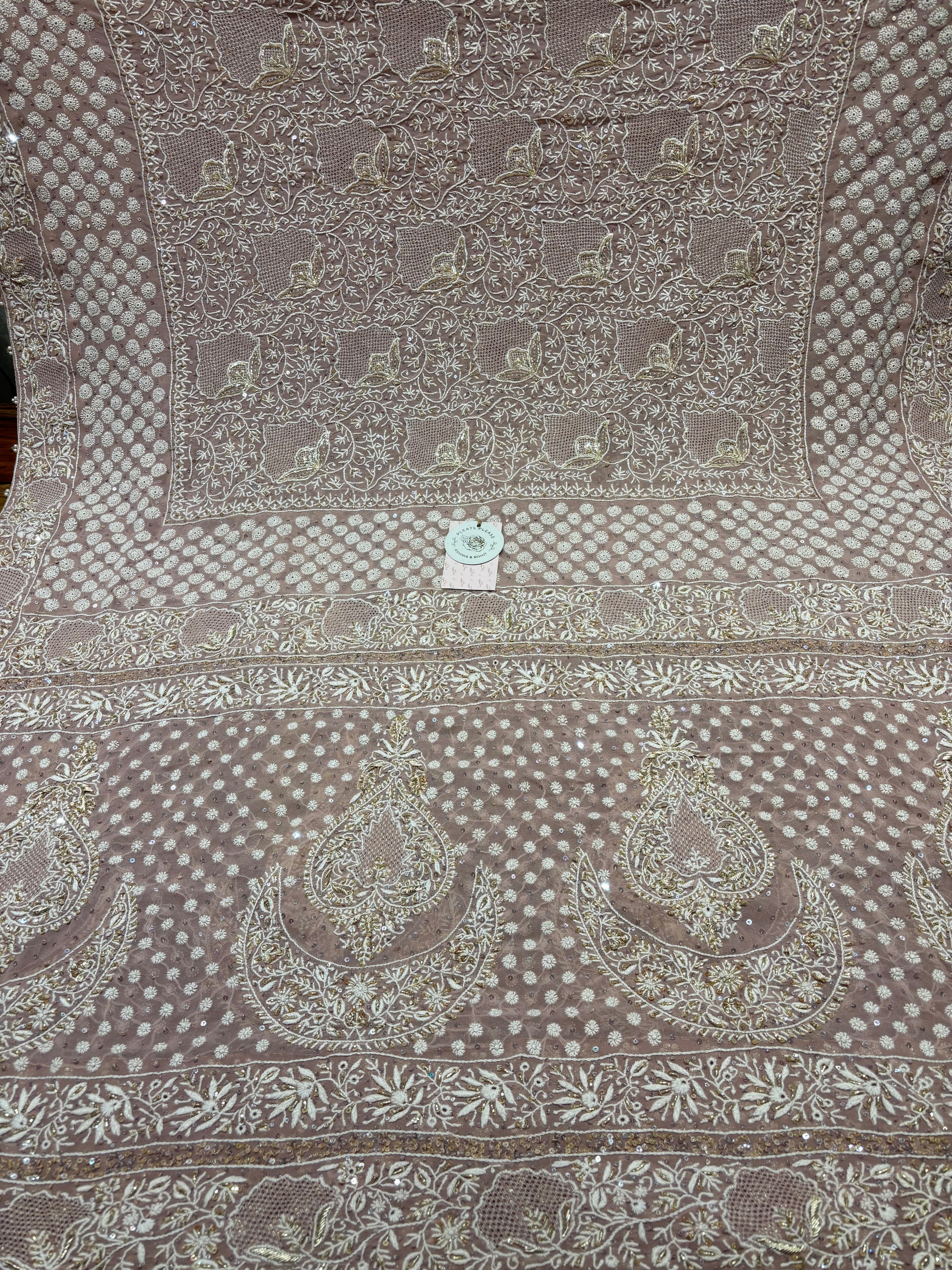 Rose Gold Pure & Premium Georgette  Chikankari Dupatta
