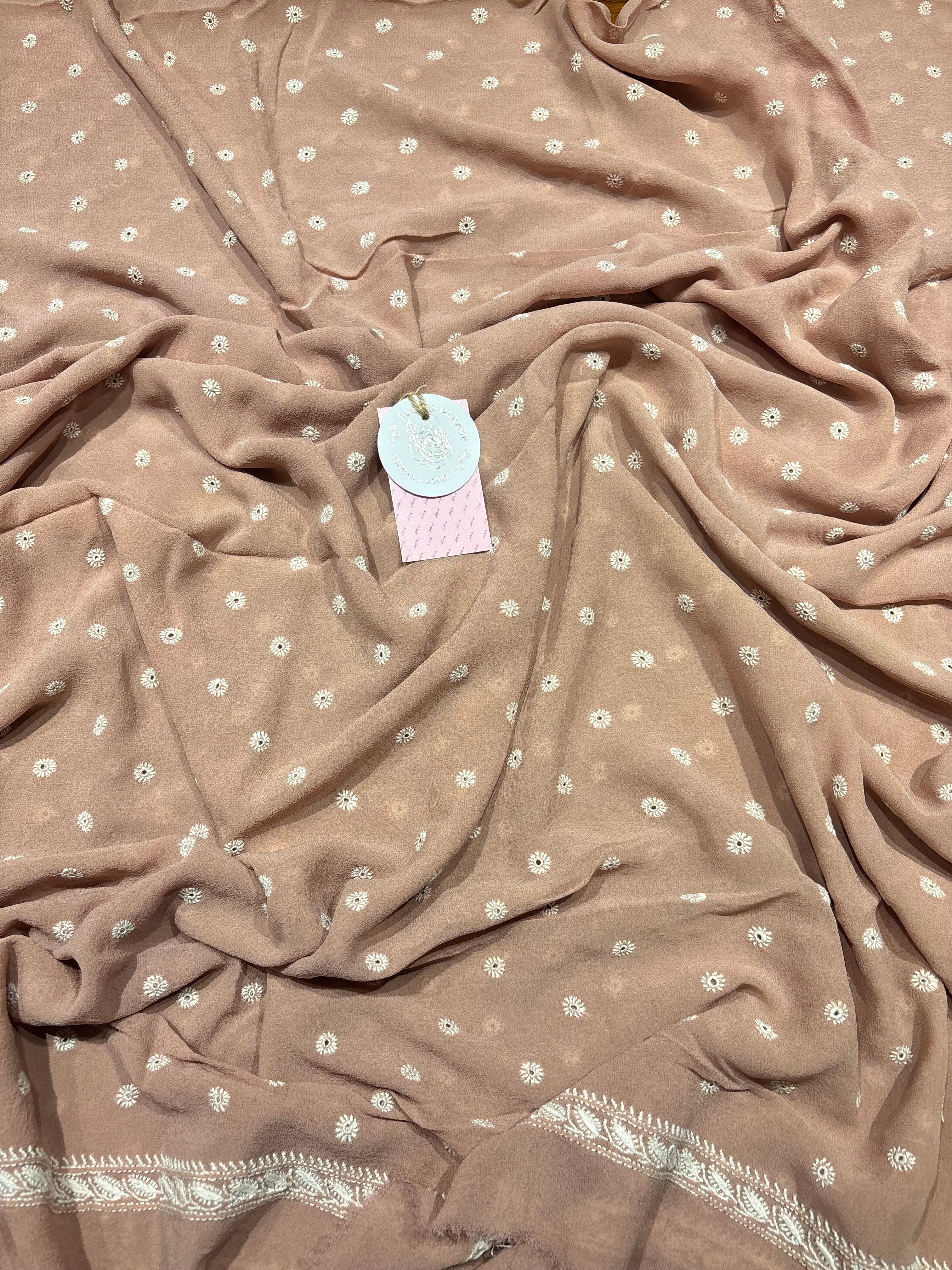 Mauve Pure & Premium Georgette Chikankari Anarkali & Dupatta Set