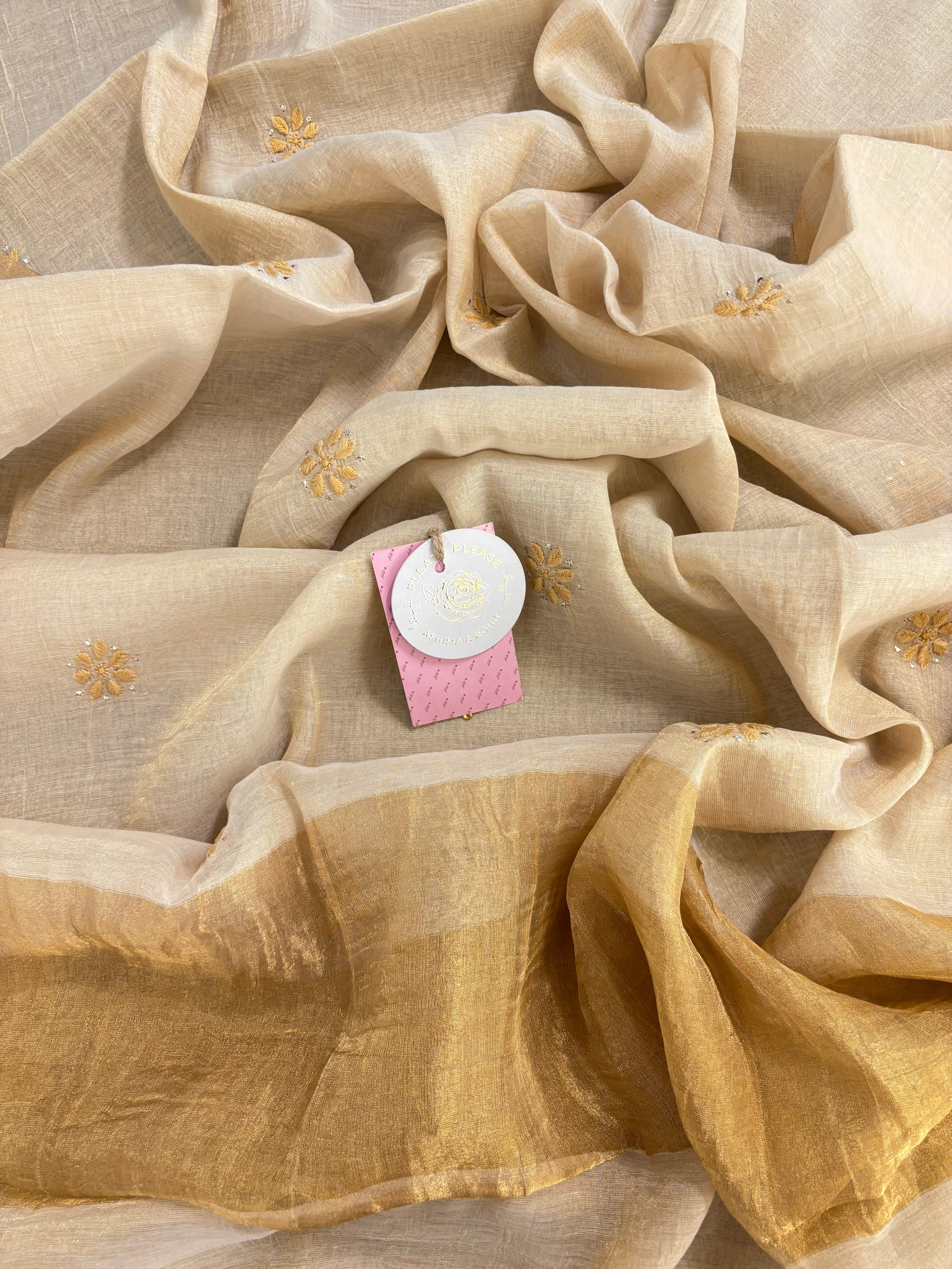 Dyeable Pure & Premium Tissue Chikankari Mukaish Kurta & Dupatta