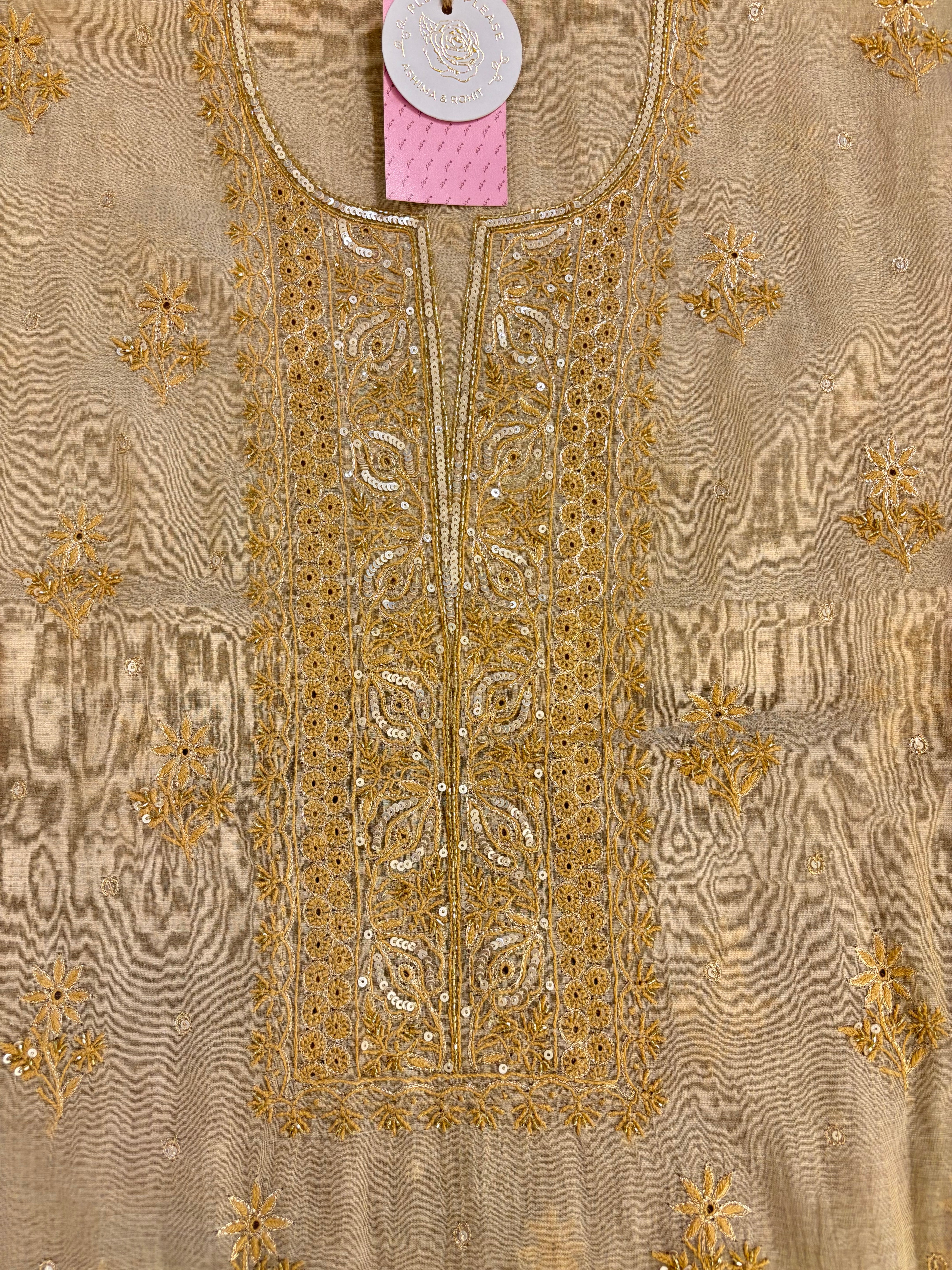 Dyeable Pure & Premium Tissue Chikankari Kurta & Dupatta