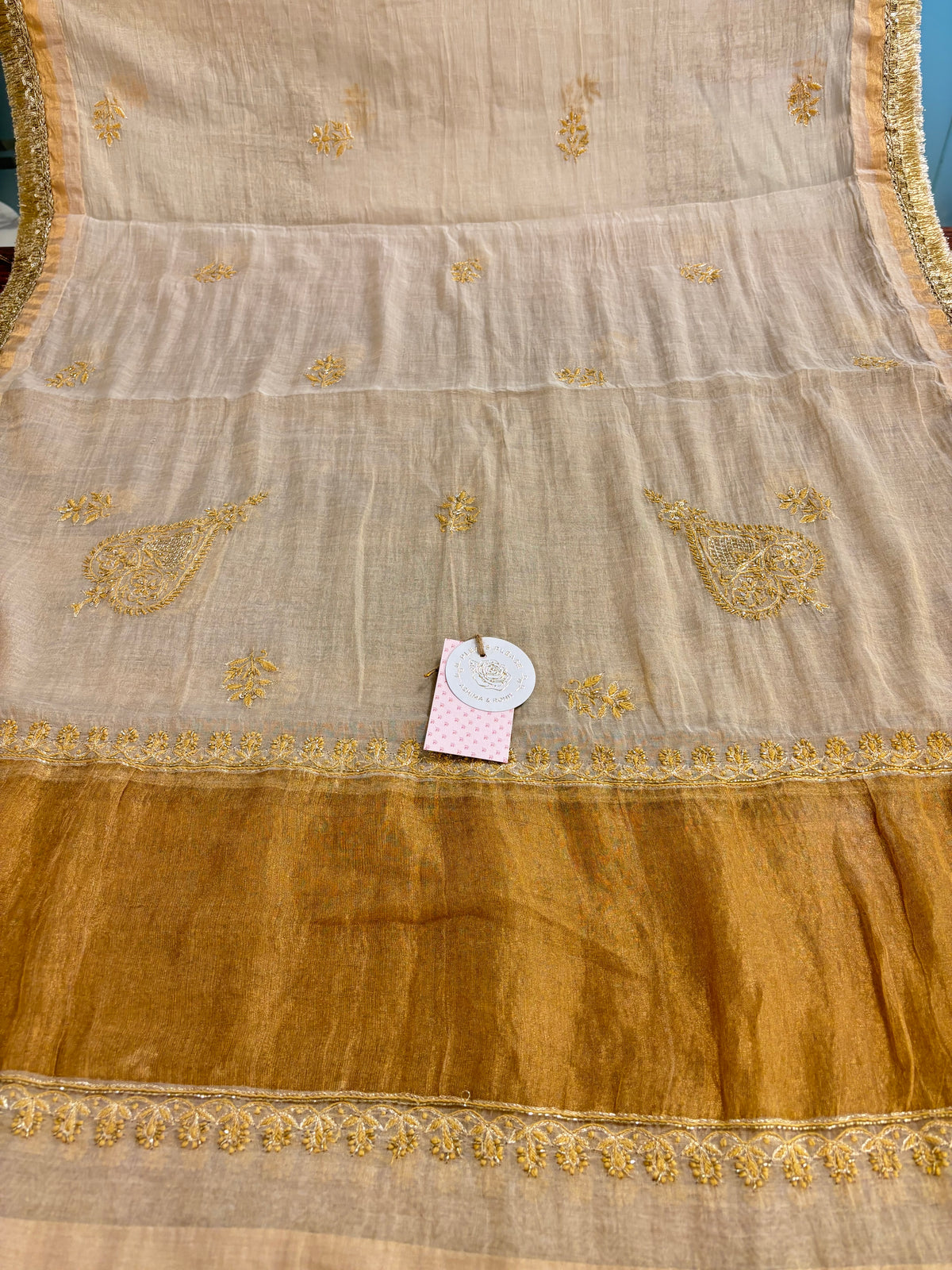 Dyeable Pure & Premium Tissue Paisley Jaal Chikankari Kurta & Dupatta