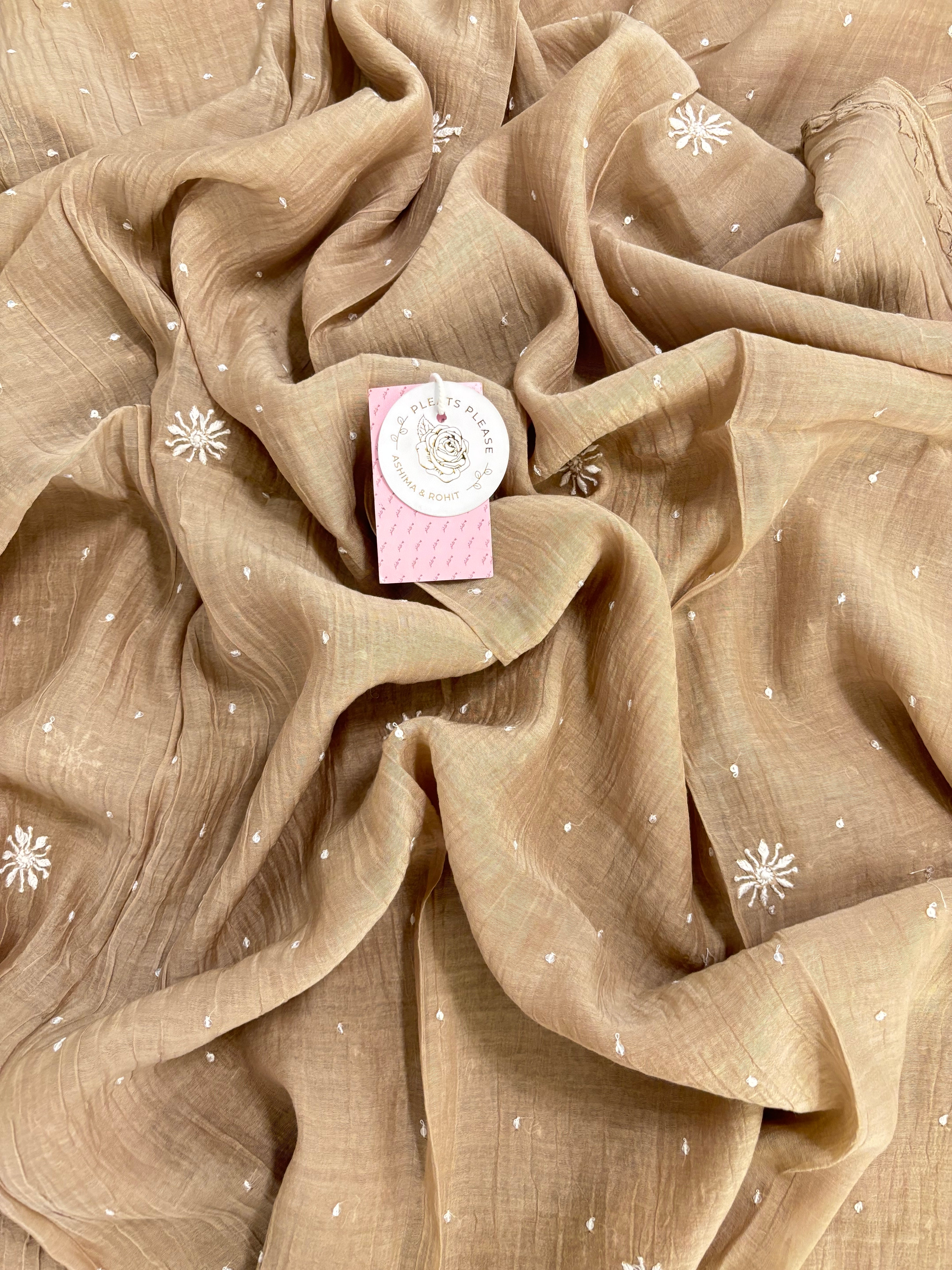 Camel Brown Chanderi Mul Chikankari Kurta & Dupatta